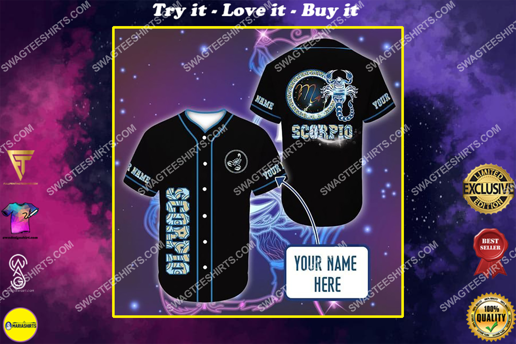 custom name i am a scorpio zodiac all over printed baseball shirt