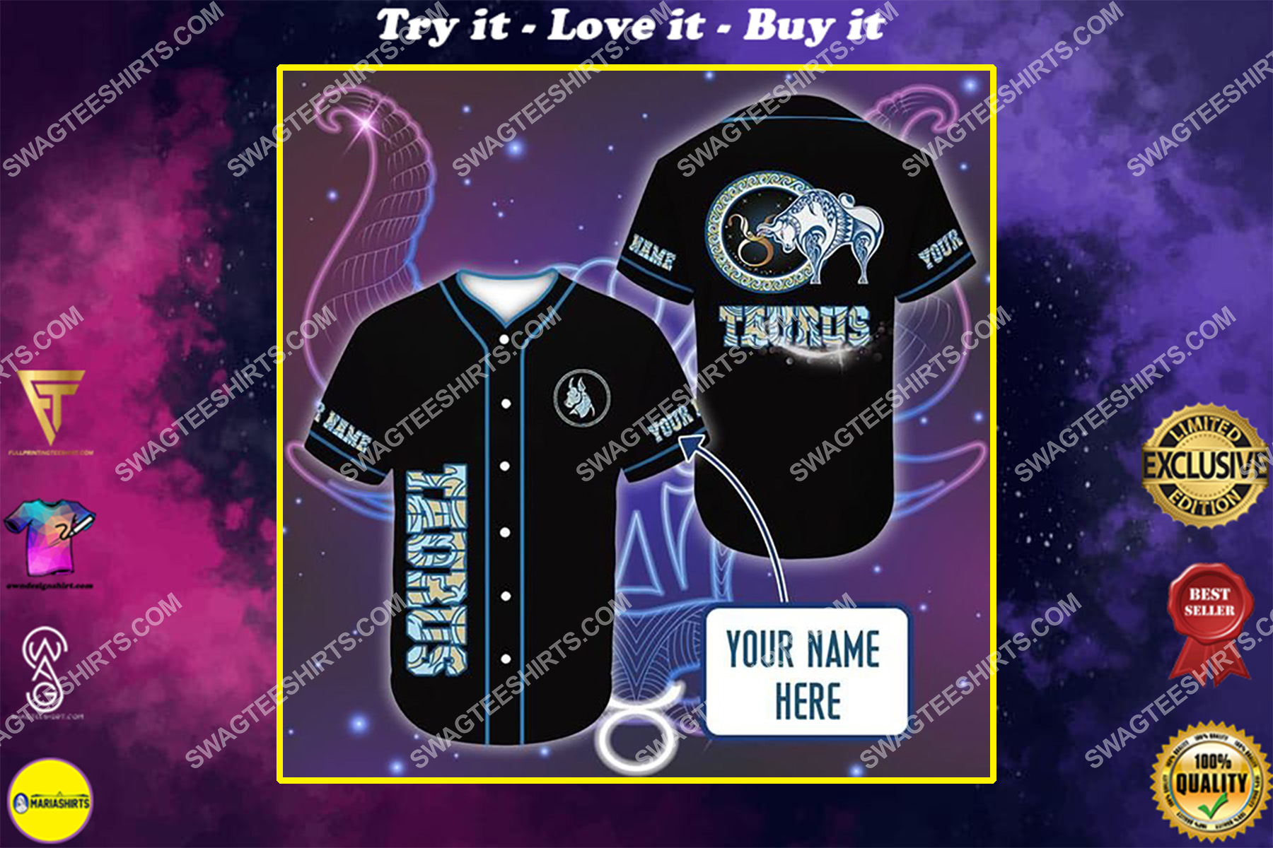 custom name i am a taurus zodiac all over printed baseball shirt