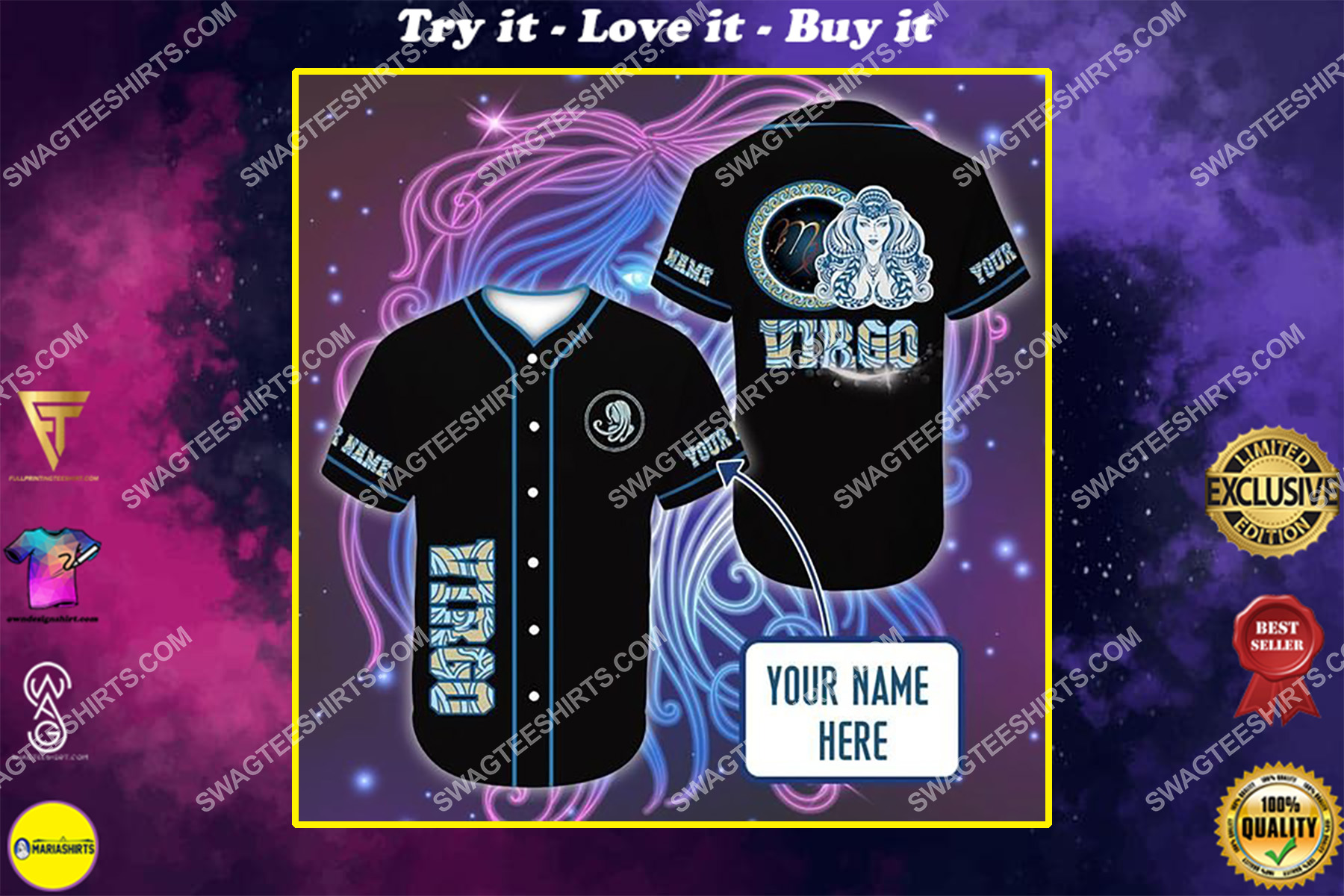 custom name i am a virgo zodiac all over printed baseball shirt