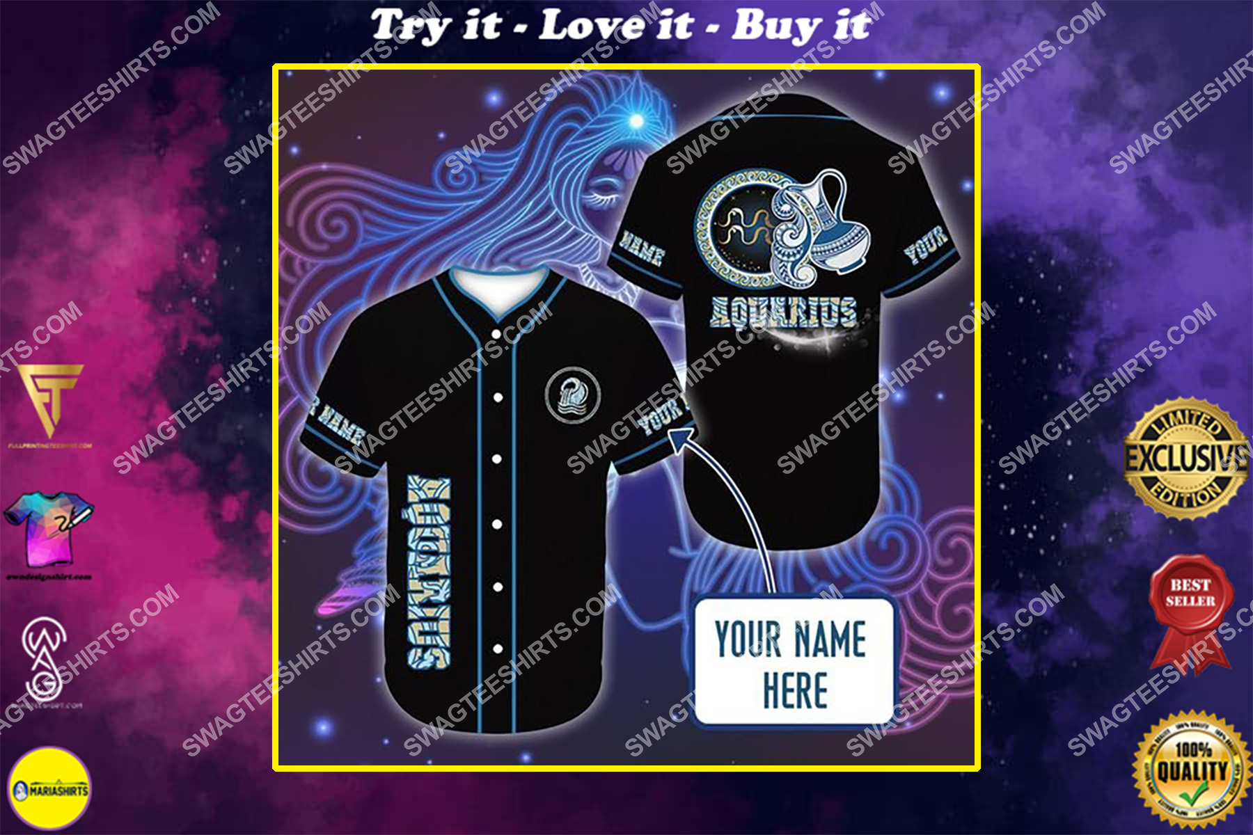 custom name i am an aquarius zodiac all over printed baseball shirt