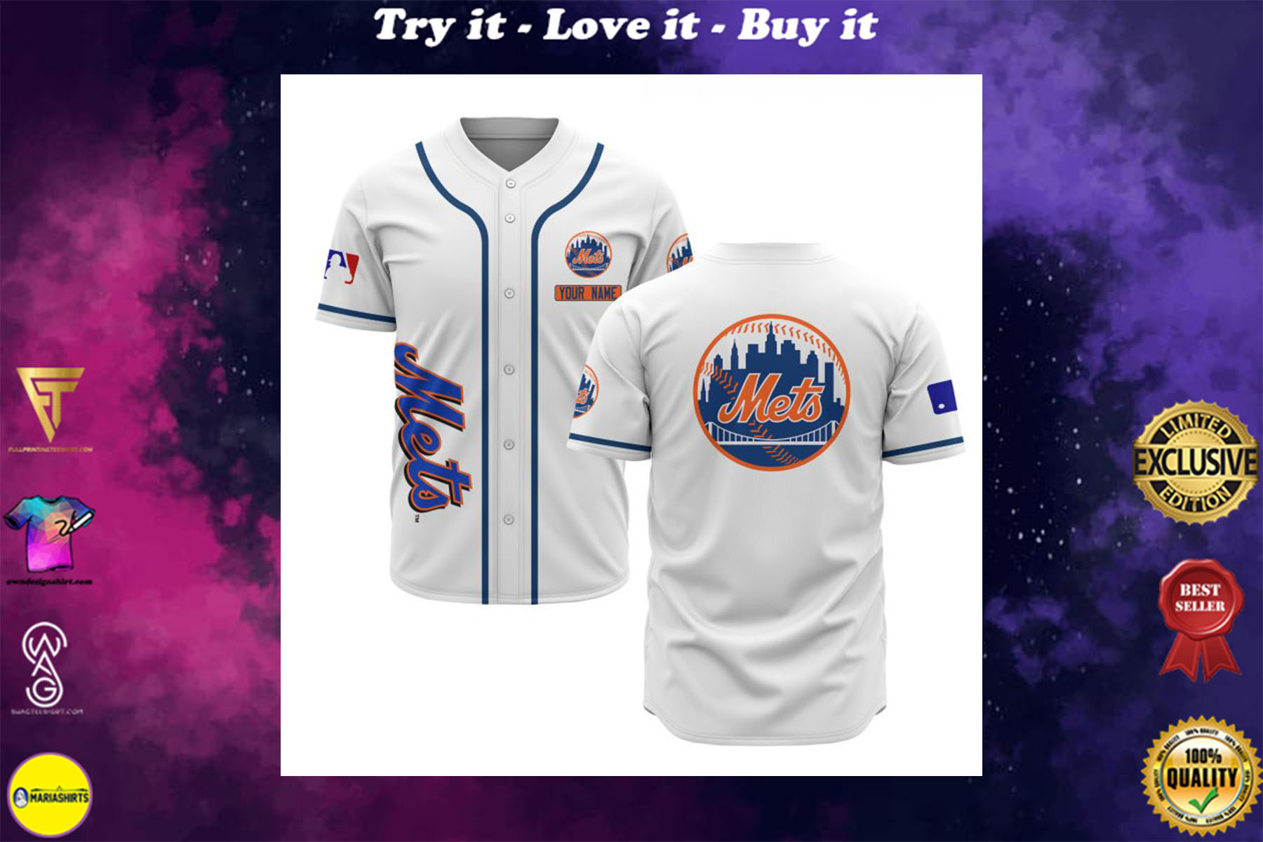 custom name new york mets baseball shirt