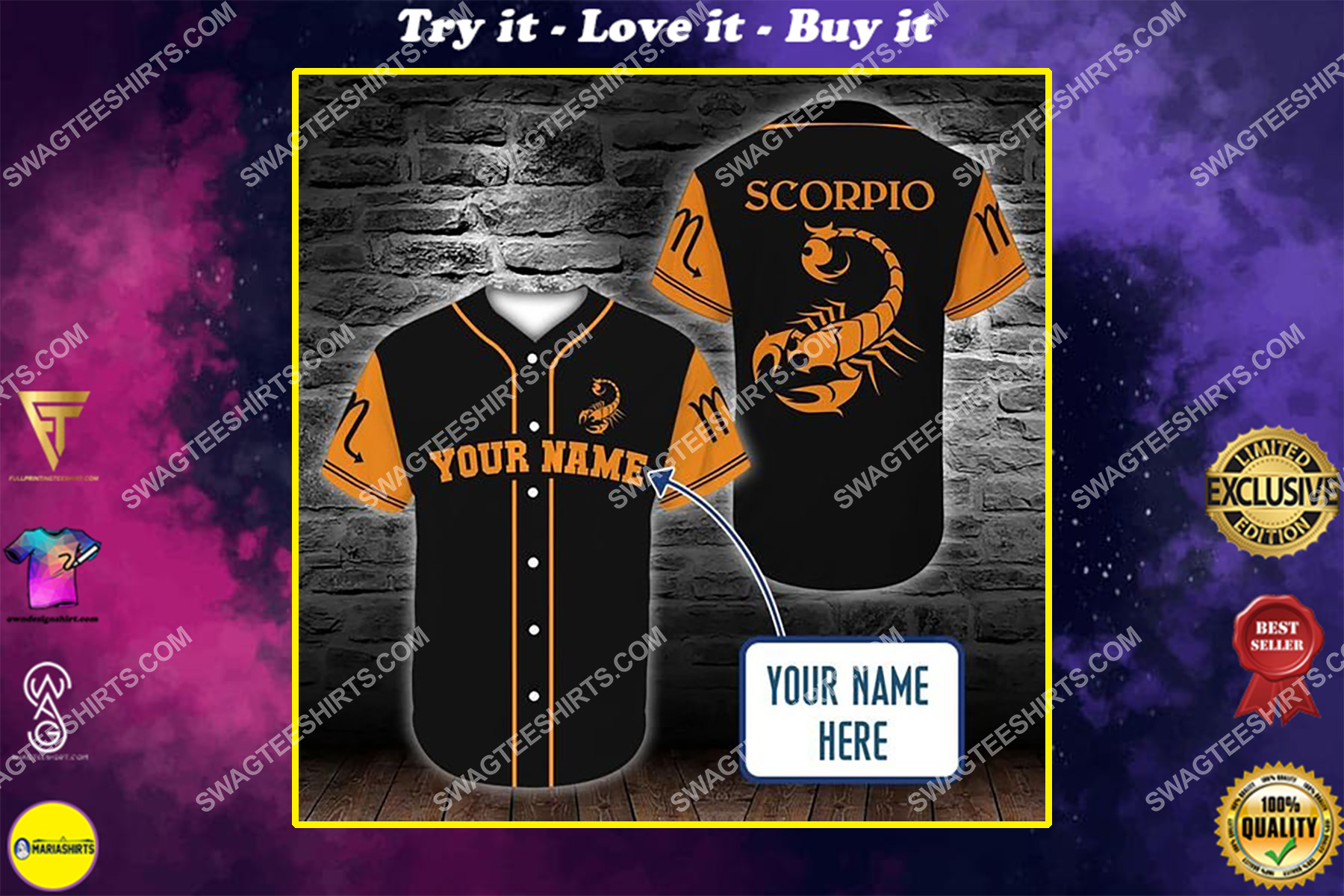 custom name scorpio zodiac birthday gift all over printed baseball shirt