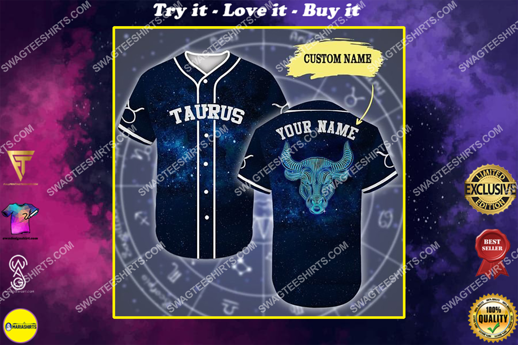 custom name taurus is mysterious zodiac all over printed baseball shirt