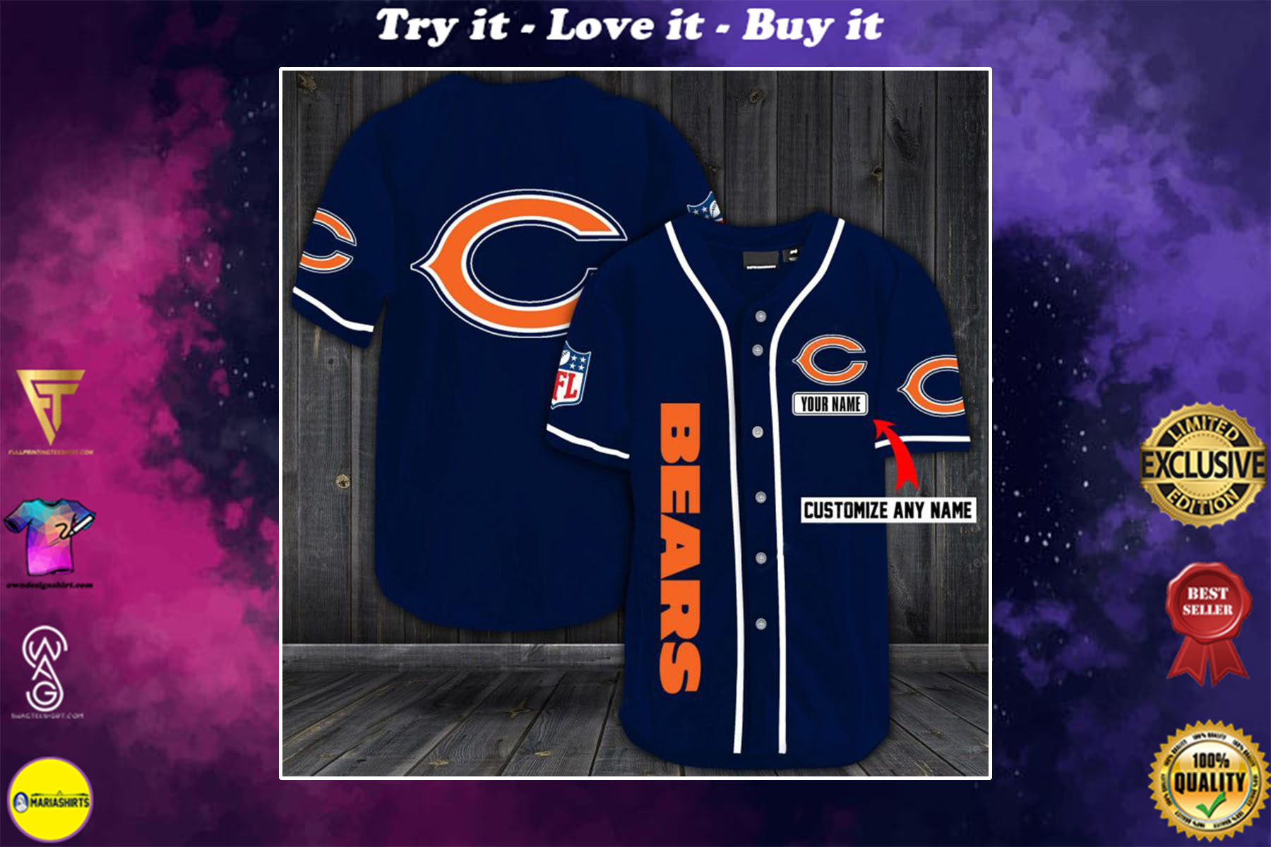 customize name chicago bears baseball shirt
