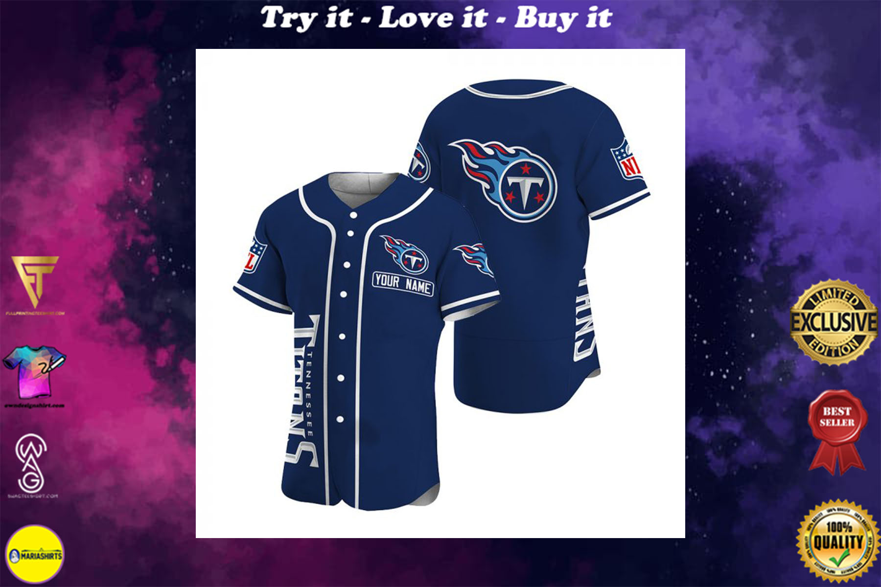 customize name tennessee titans baseball shirt
