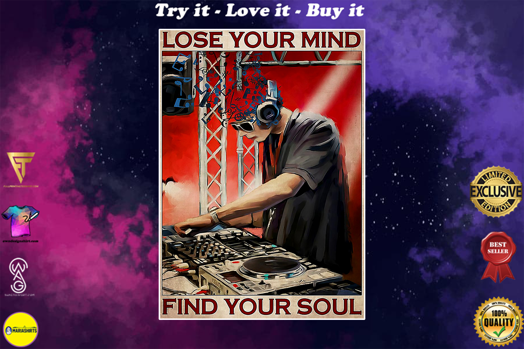 dj lose your mind find your soul vintage poster