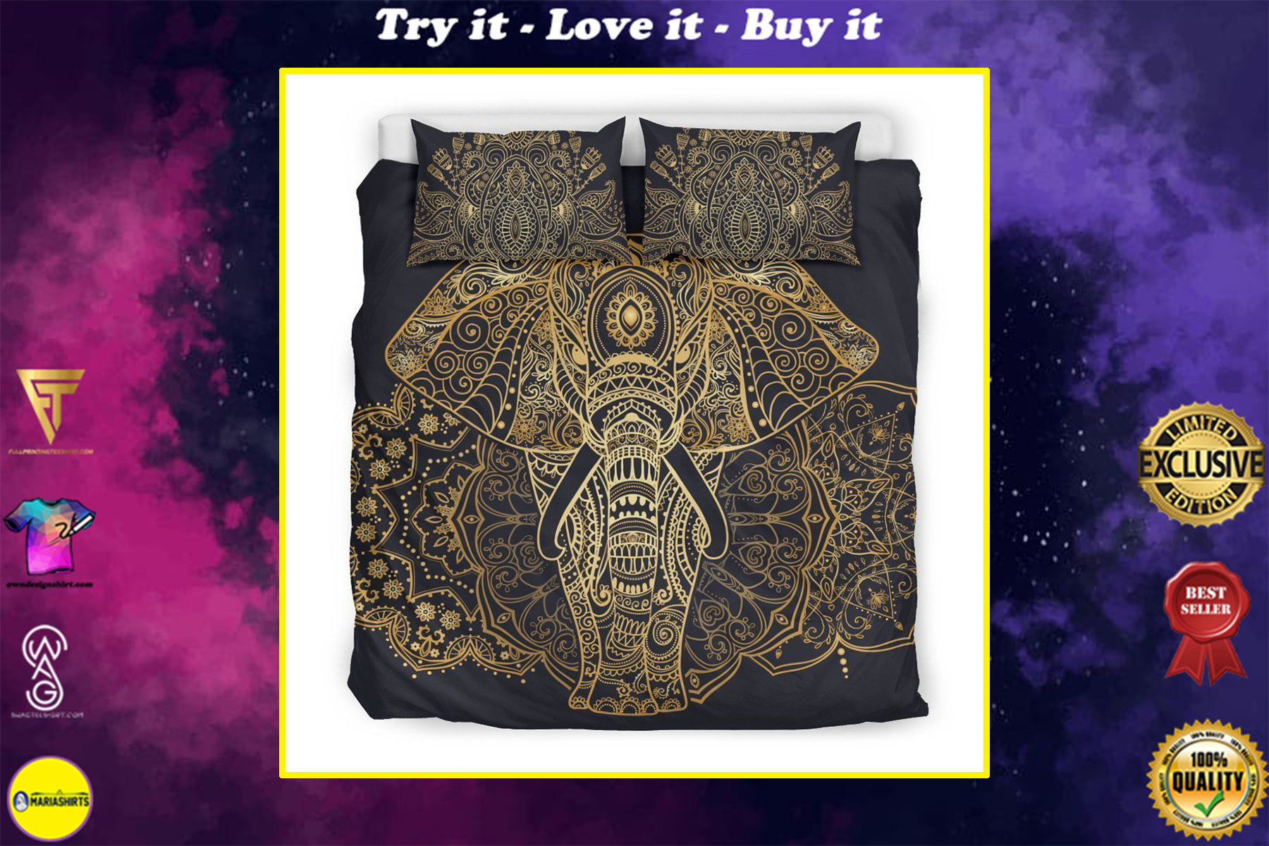 elephant of enlightenment all over printed bedding set