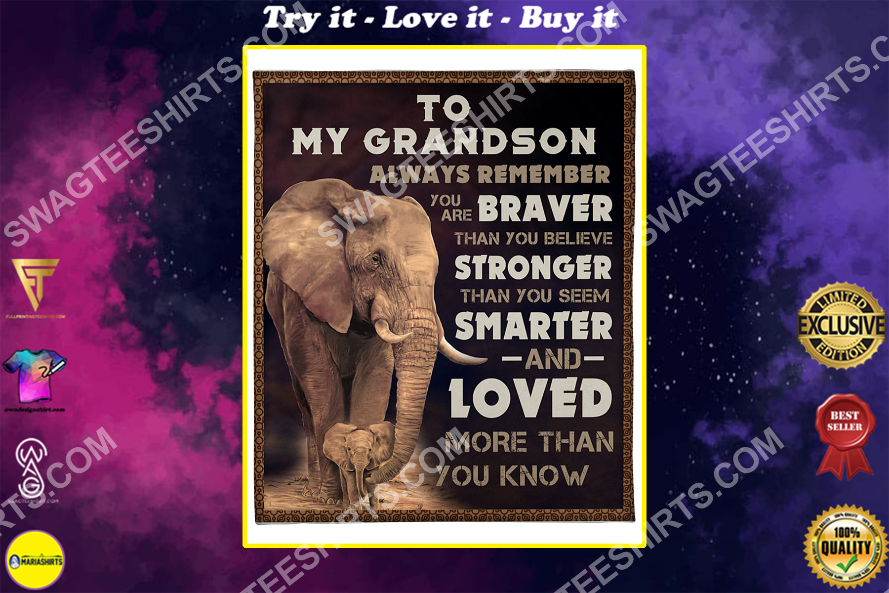 elephant to my grandson always remember you are stronger than you seem blanket