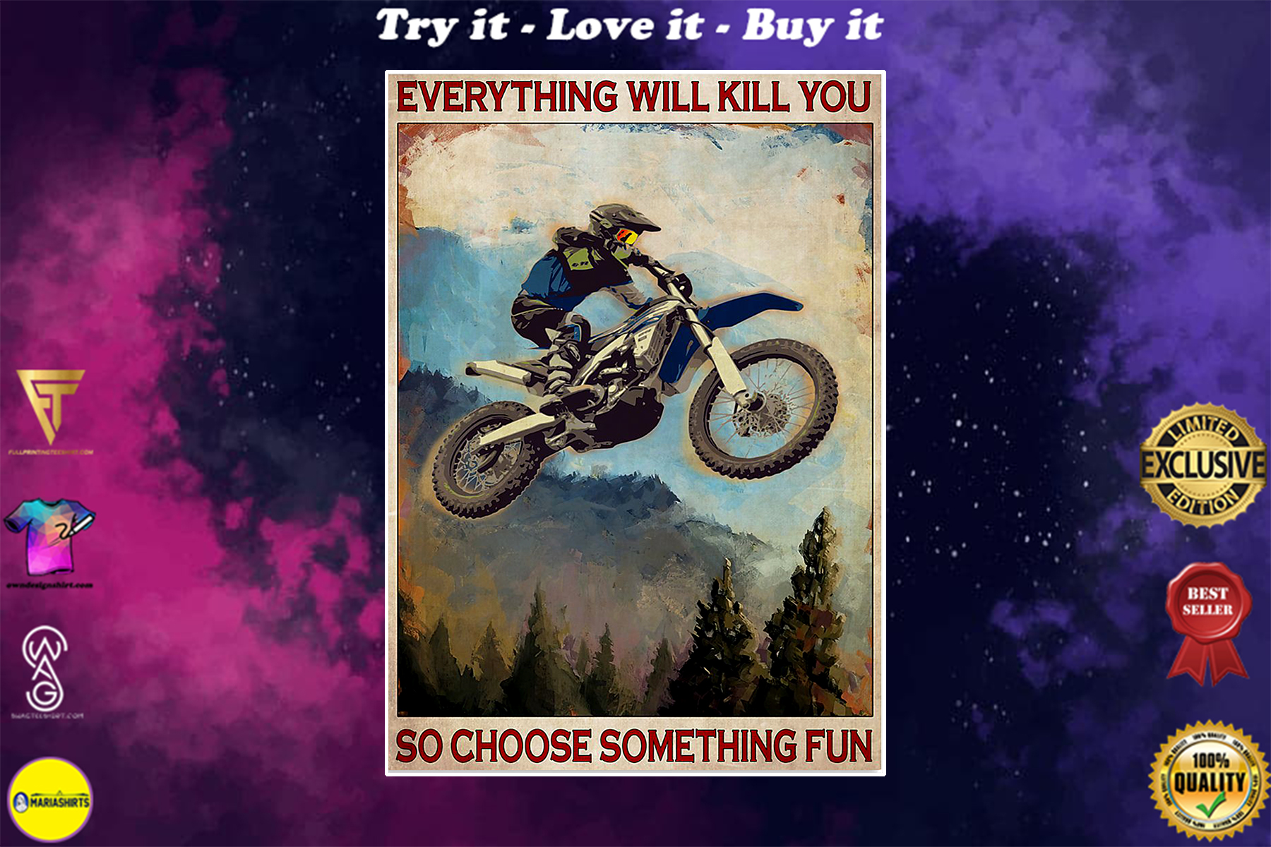everything will kill you so choose something fun enduro vintage poster