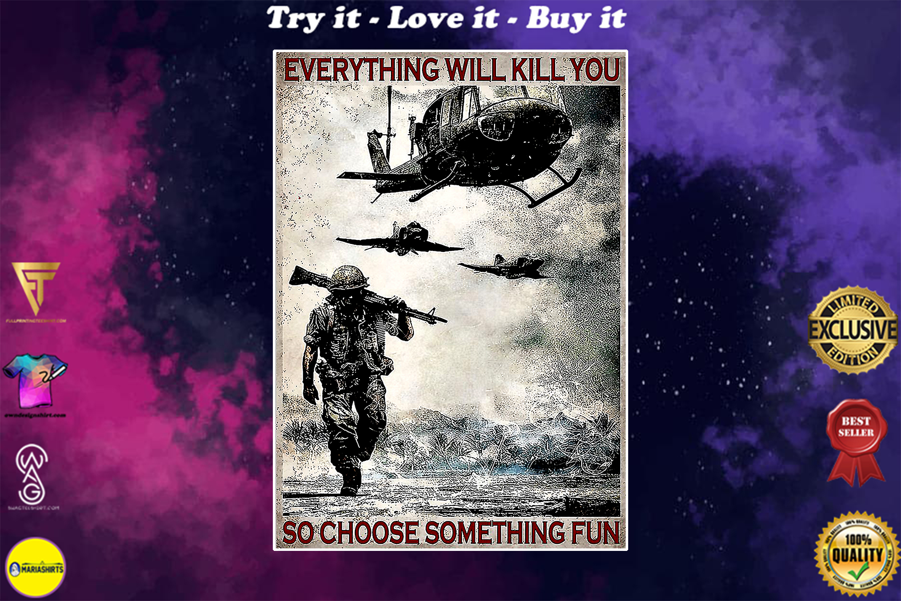 everything will kill you so choose something fun veteran vintage poster