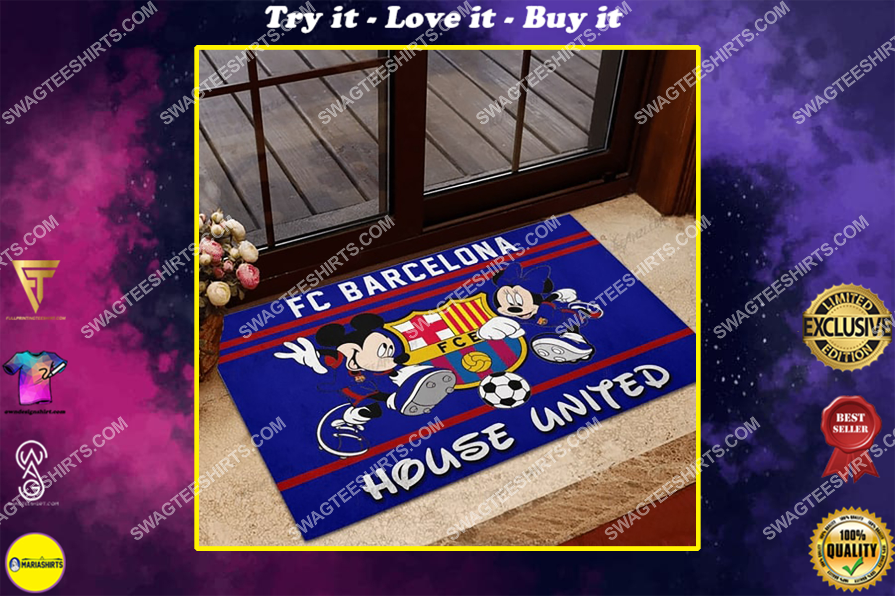 fc barcelona house united mickey mouse and minnie mouse doormat