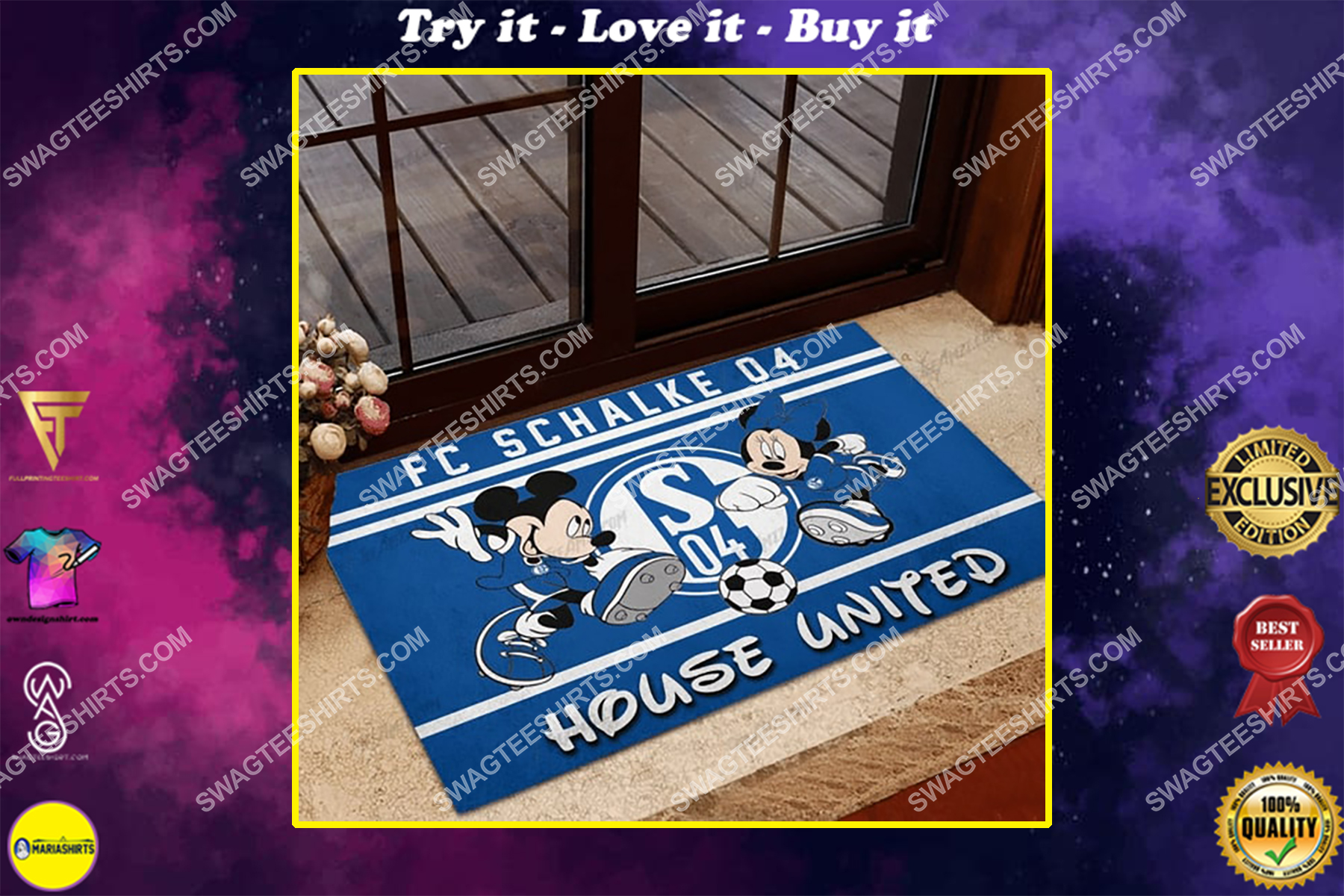 fc schalke 04 house united mickey mouse and minnie mouse doormat