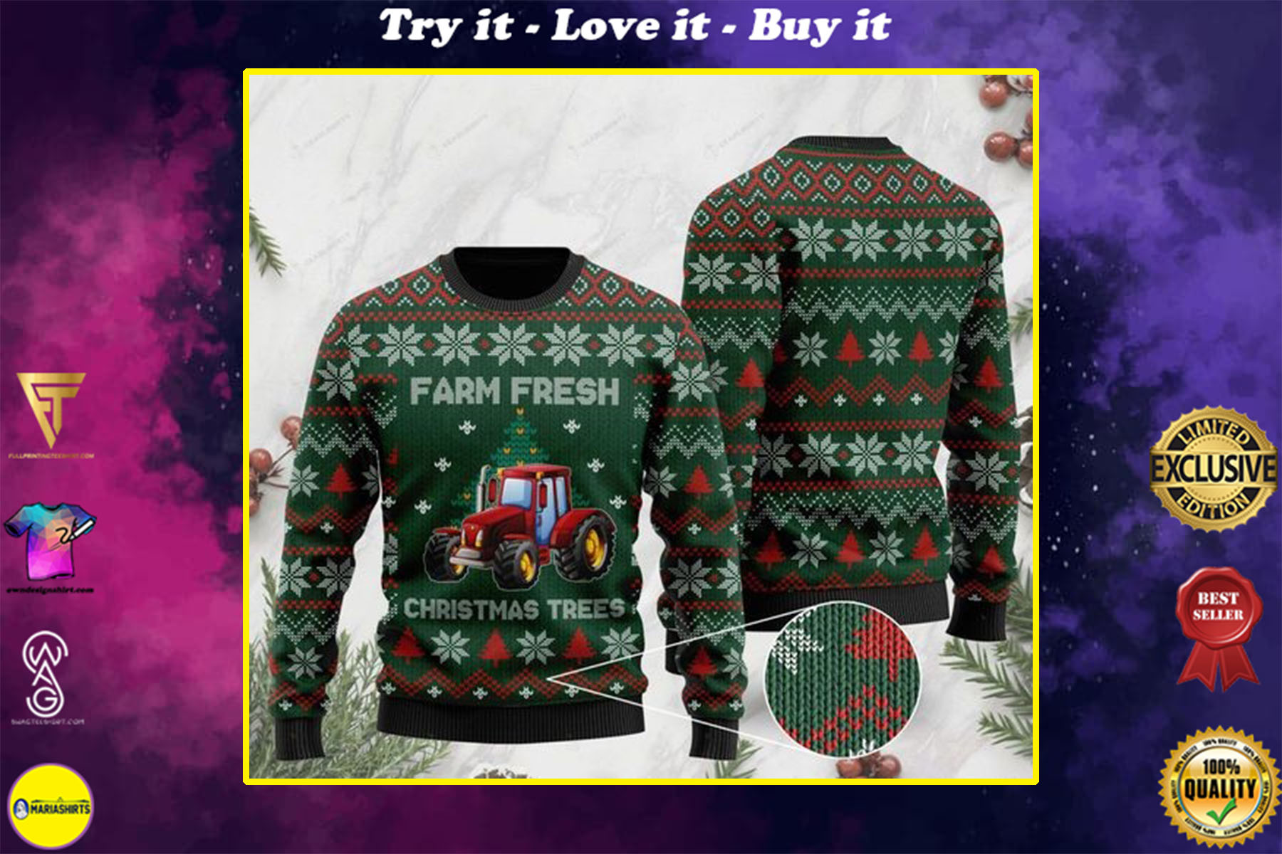 for farmers farm fresh christmas trees farm tractor ugly christmas sweater