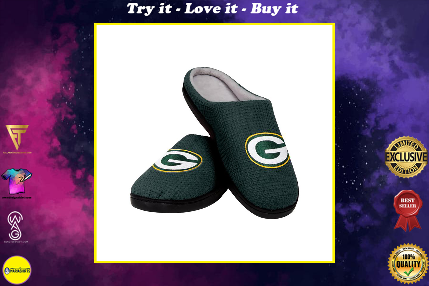 green bay packers football team full over printed slippers