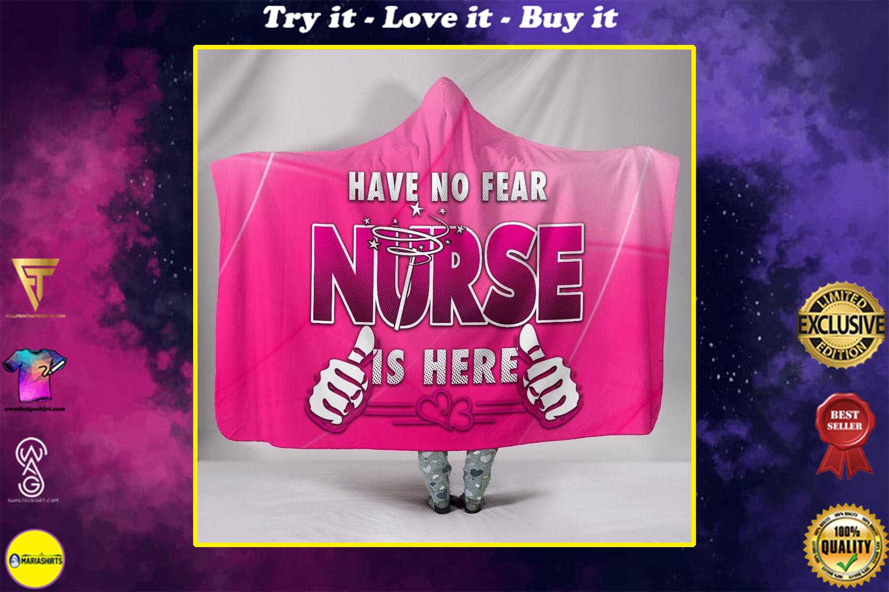 have no fear nurse is here all over printed hooded blanket