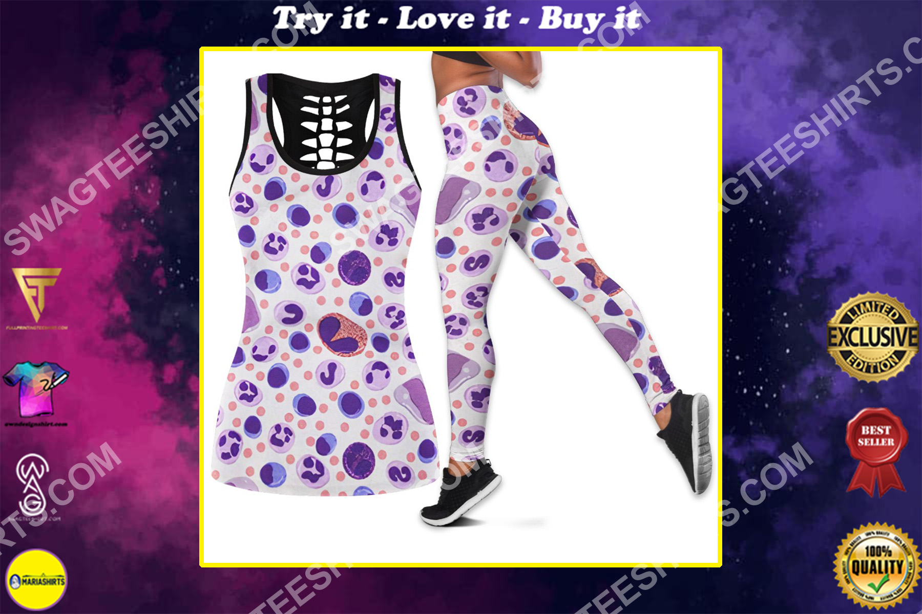 healthcare worker medical technology all over printed set sports outfit