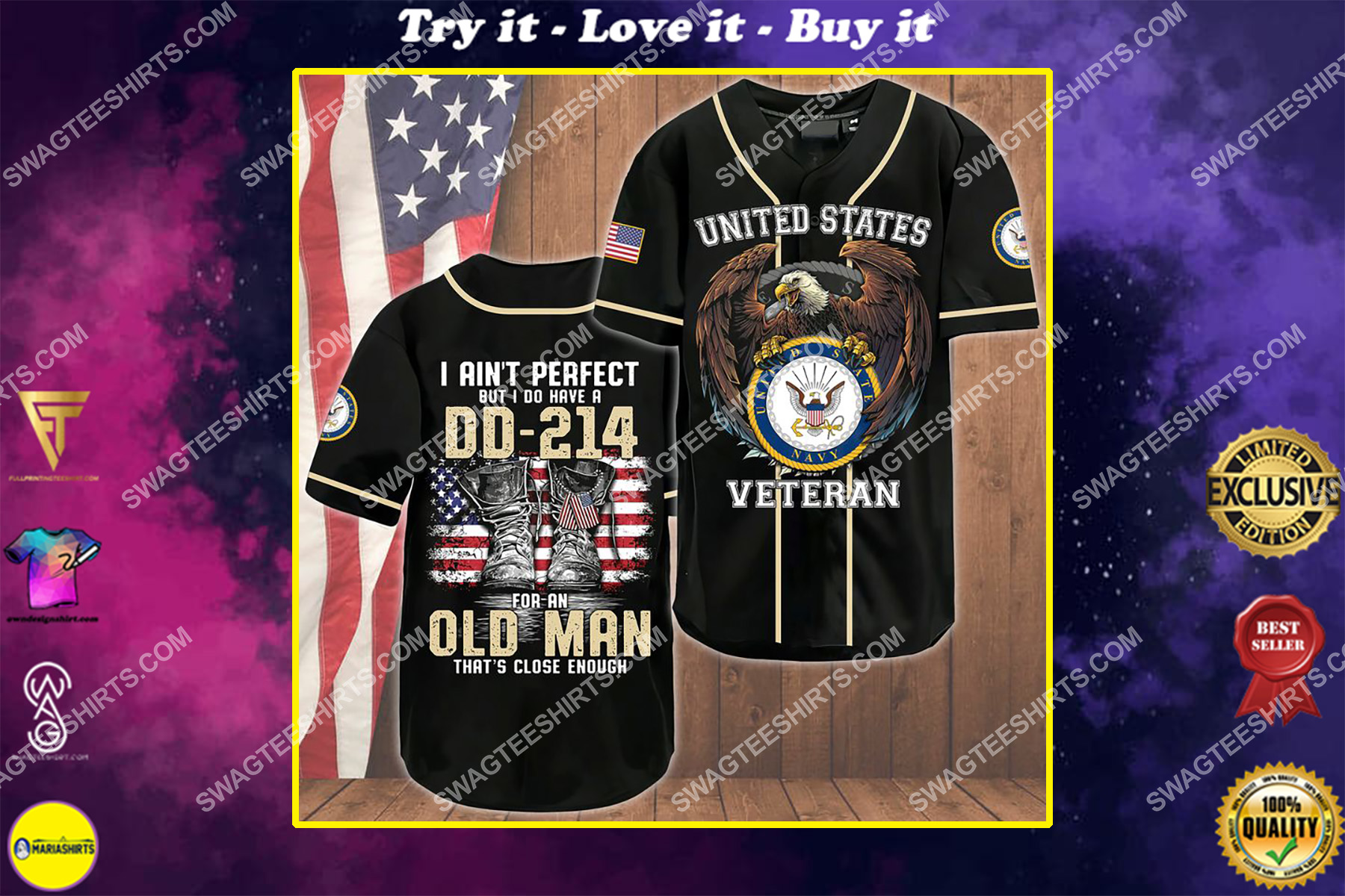 i ain't pperfect but i do have a dd-214 for an old man that's close enough navy veteran baseball shirt