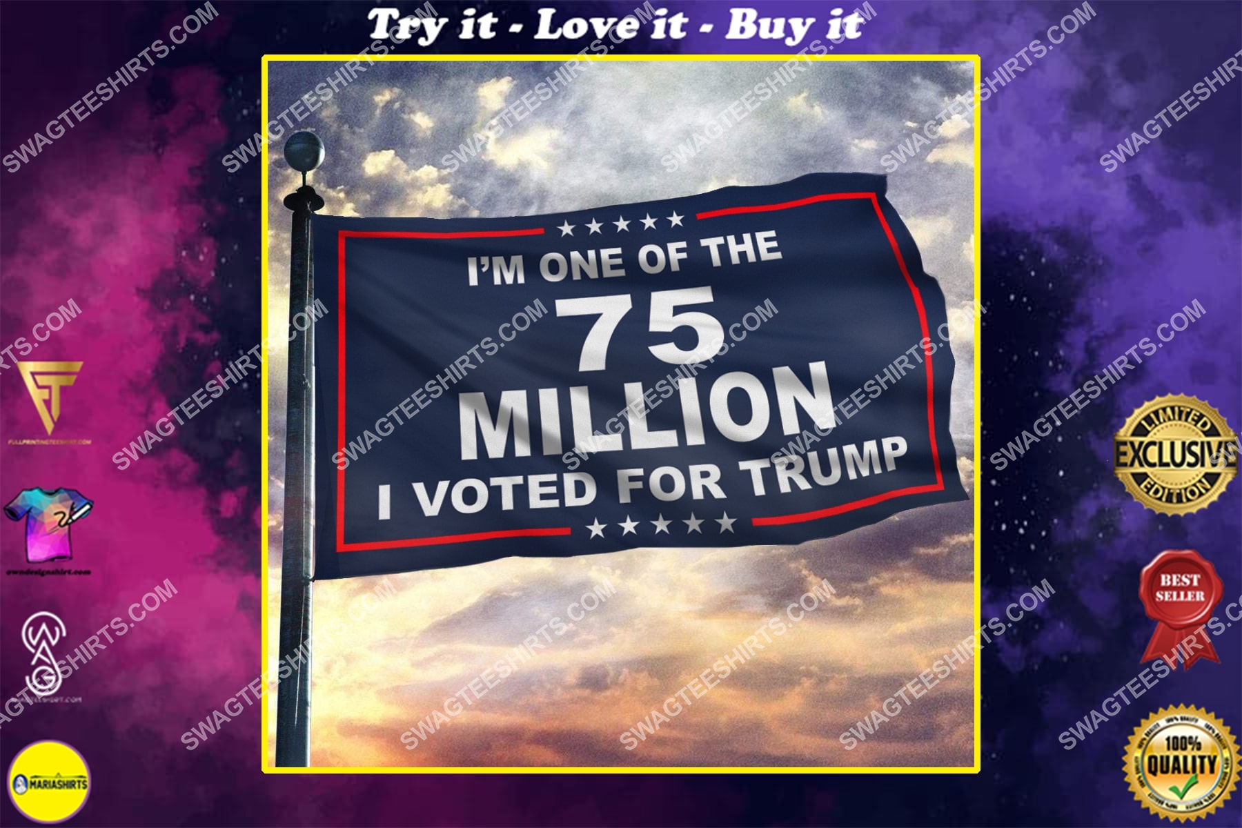 i'm one of the 75 million i voted for trump politics flag