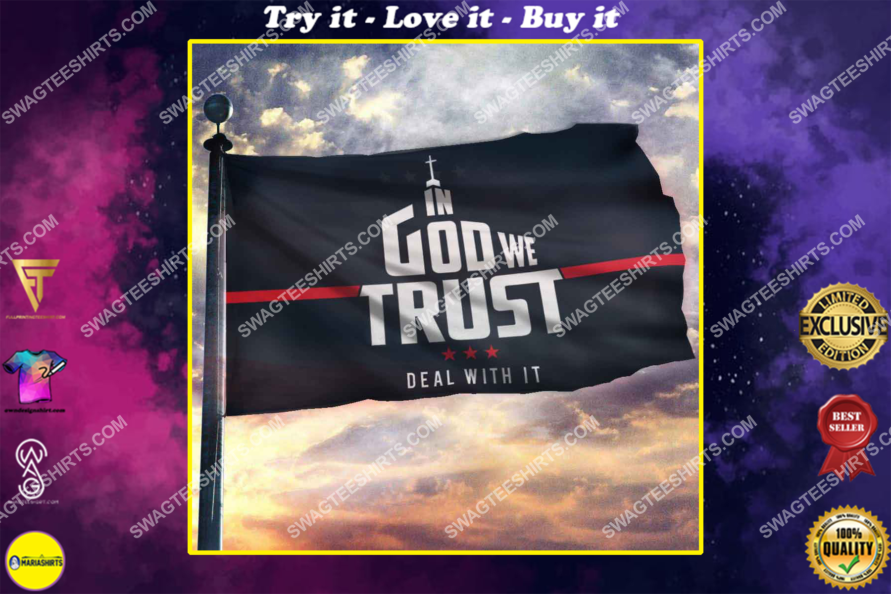 in God we trust deal with it politics flag