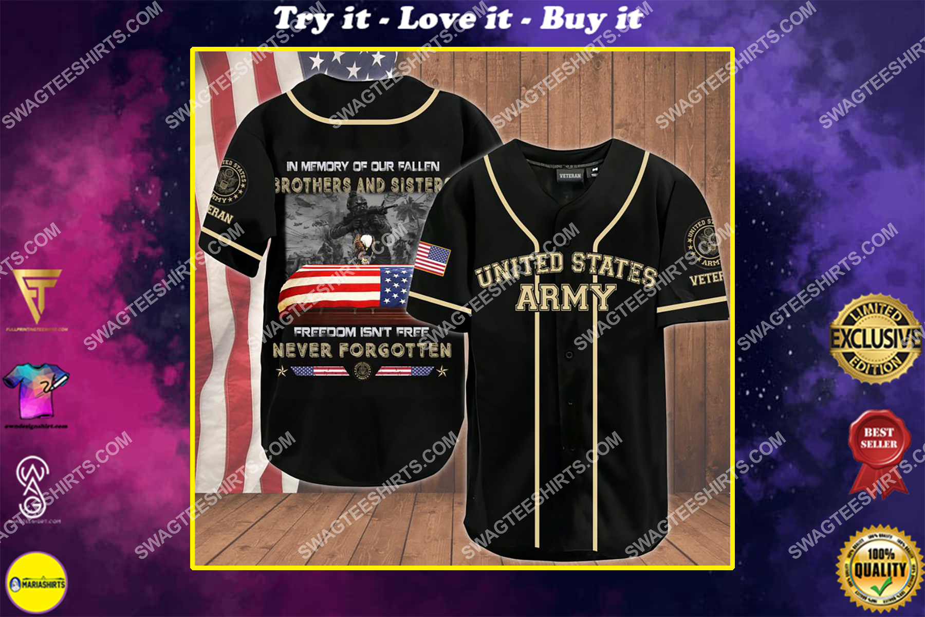 in memory of our fallen brothers and sisters army veteran baseball shirt