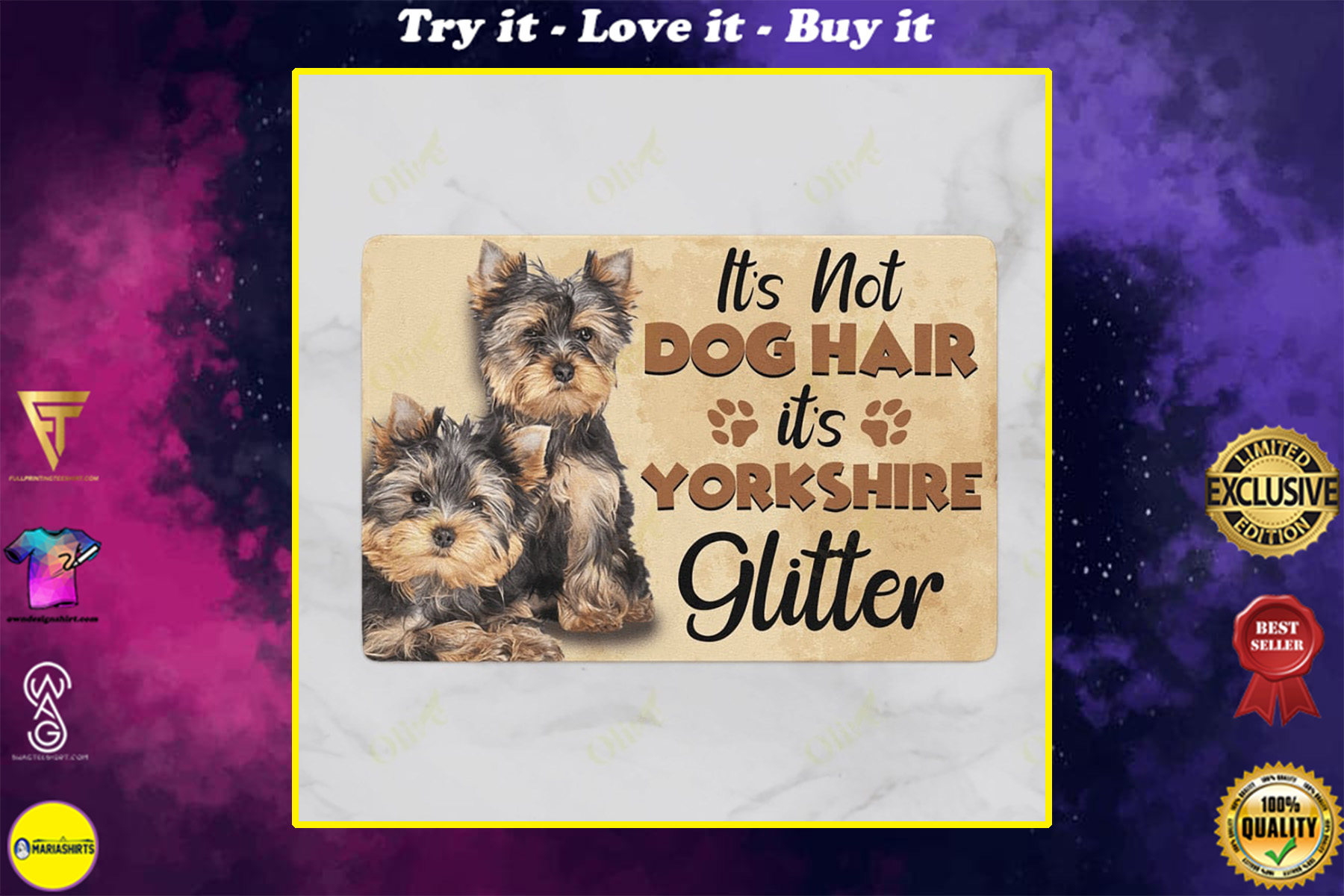 its not dog hair its yorkshire glitter doormat