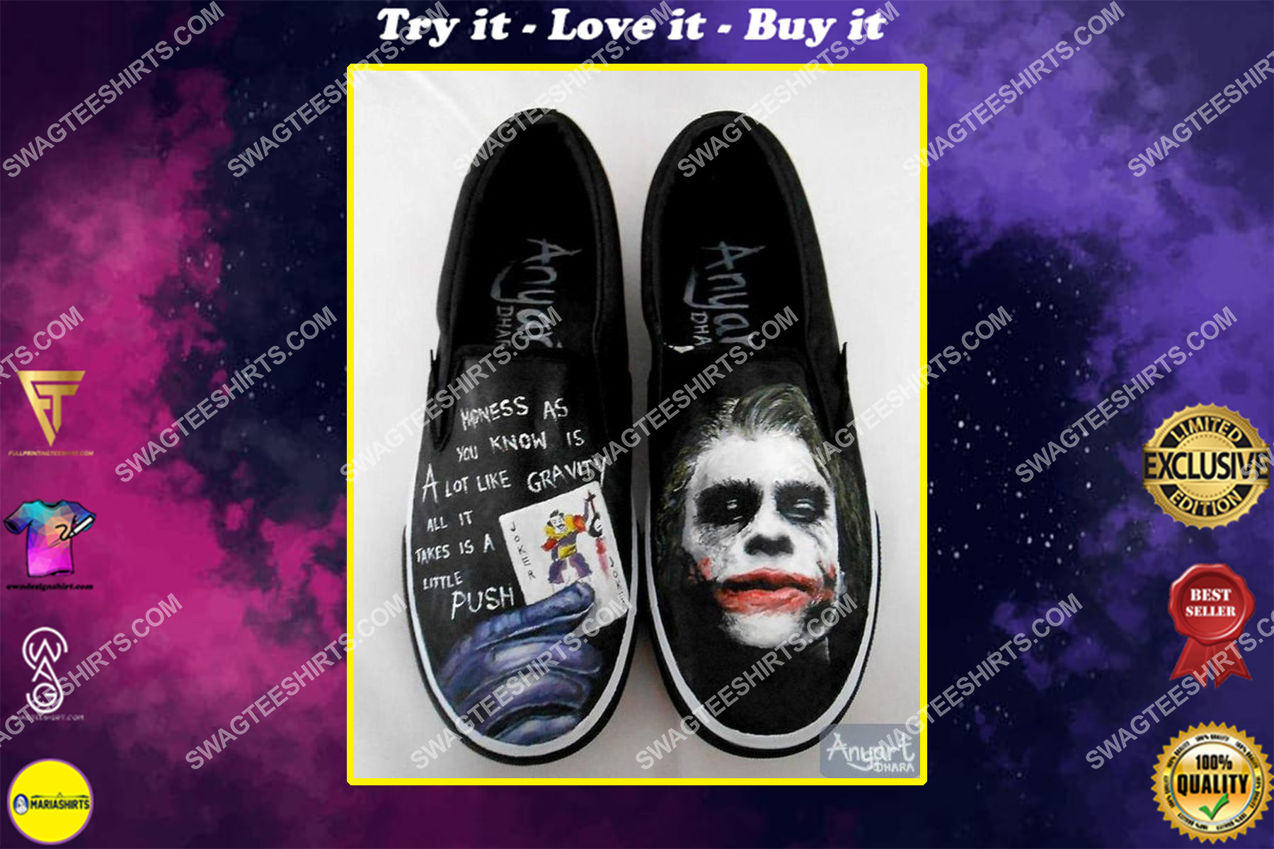 joker movie all over print slip on shoes