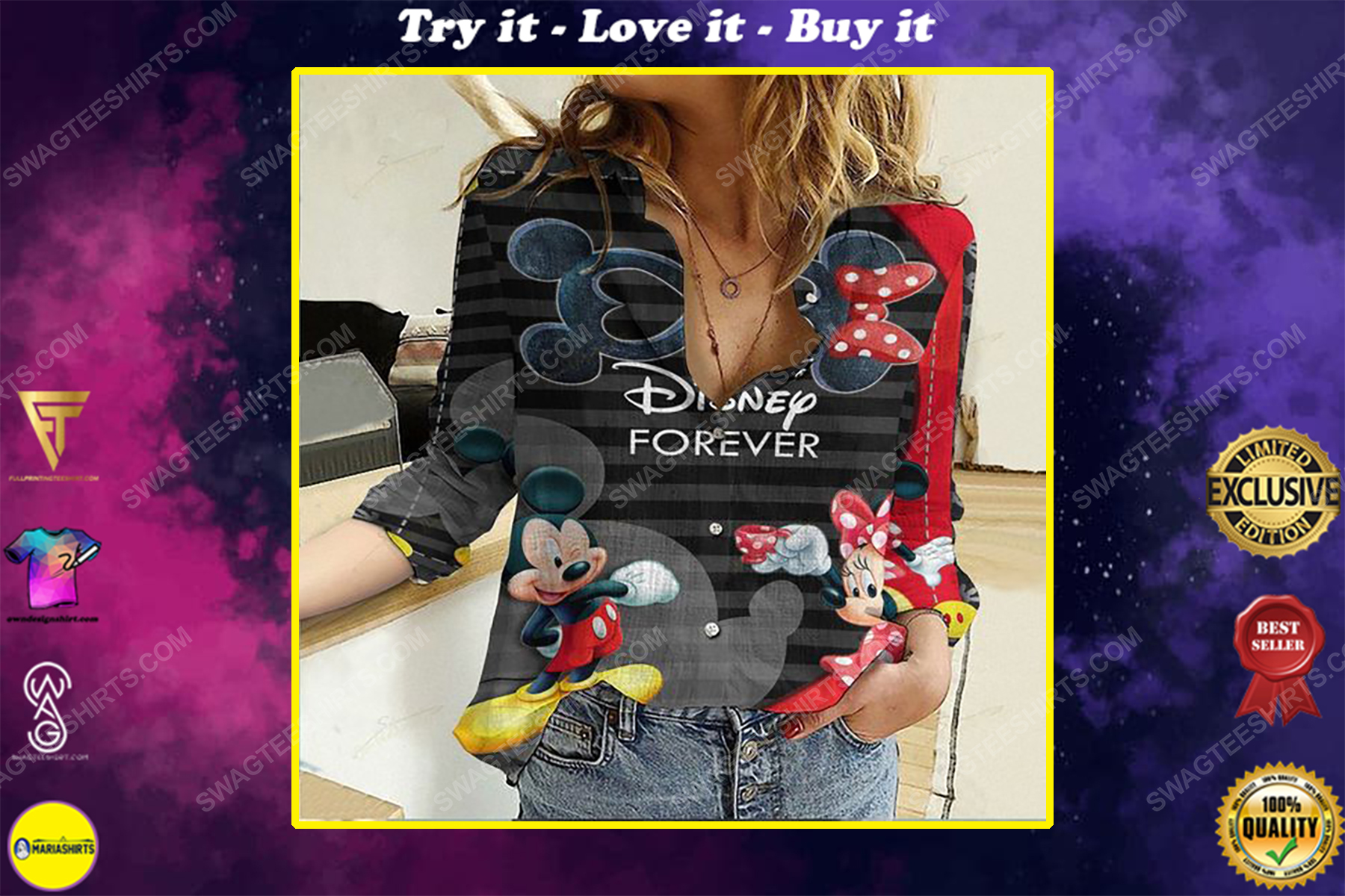 Disney forever fully printed poly cotton casual shirt