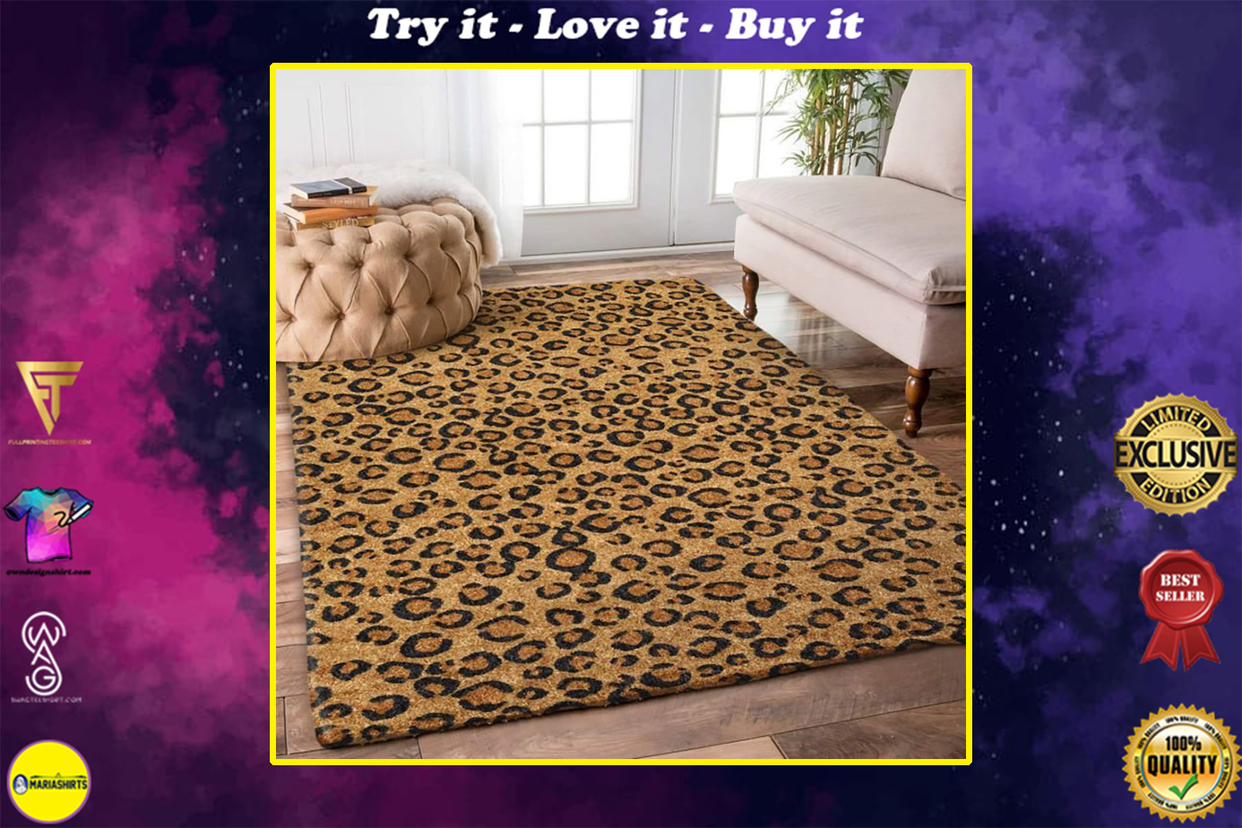 leopard pattern all over printed rug