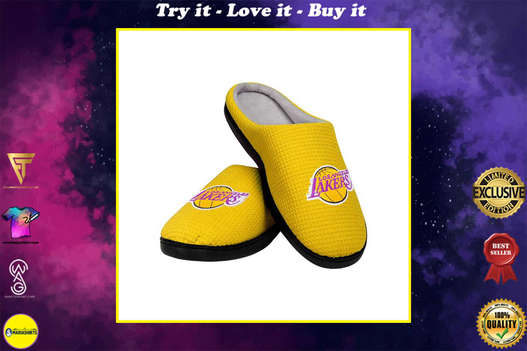los angeles lakers team full over printed slippers