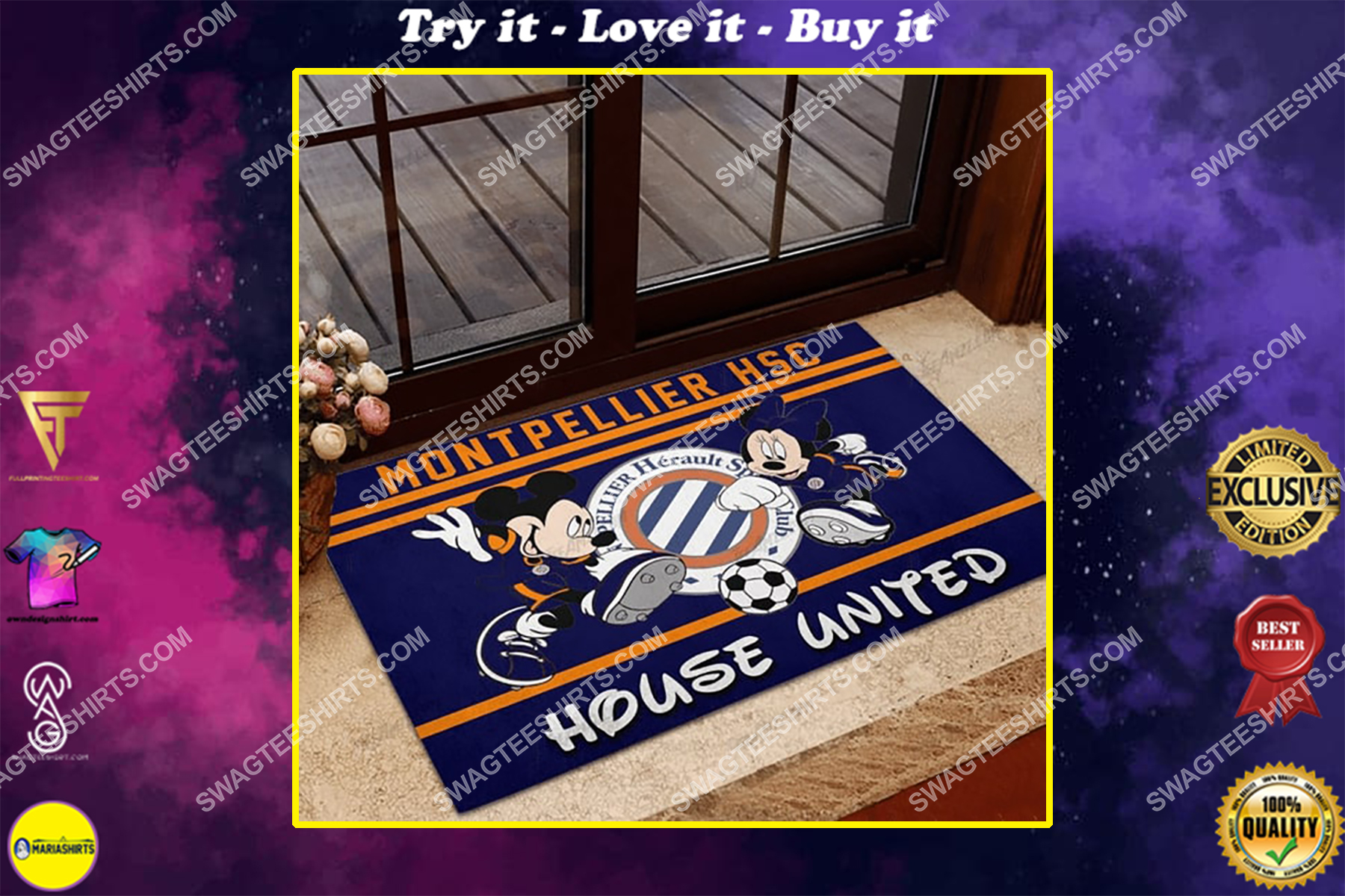 montpellier hsc house united mickey mouse and minnie mouse doormat