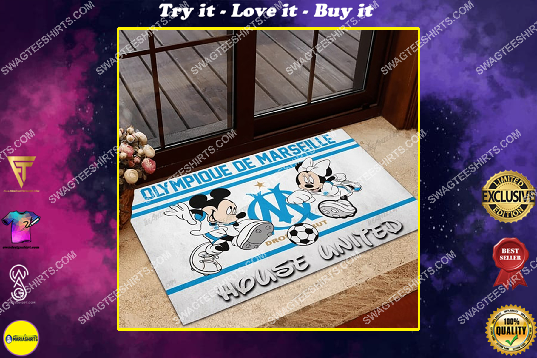 olympique marseille house united mickey mouse and minnie mouse doormat