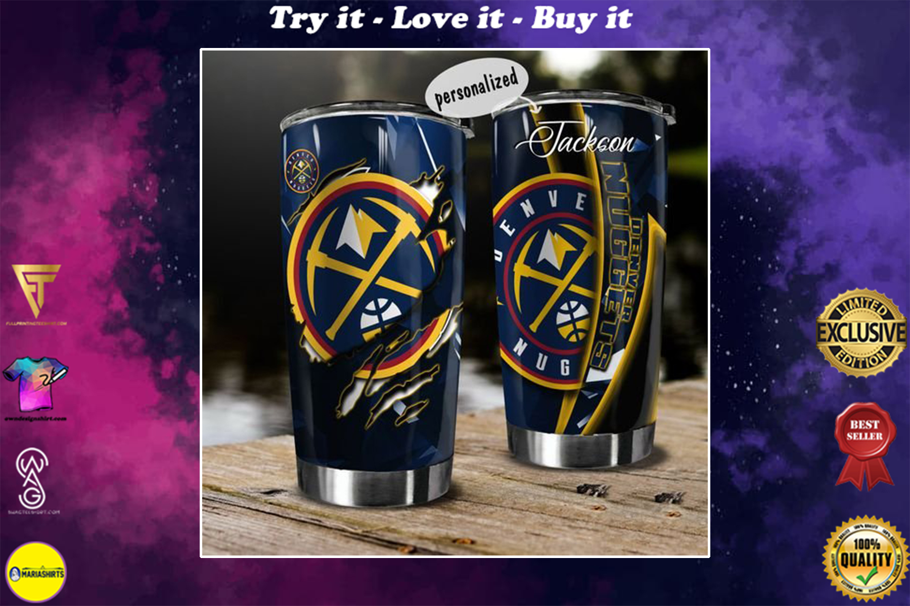 personalized name denver nuggets team tumbler