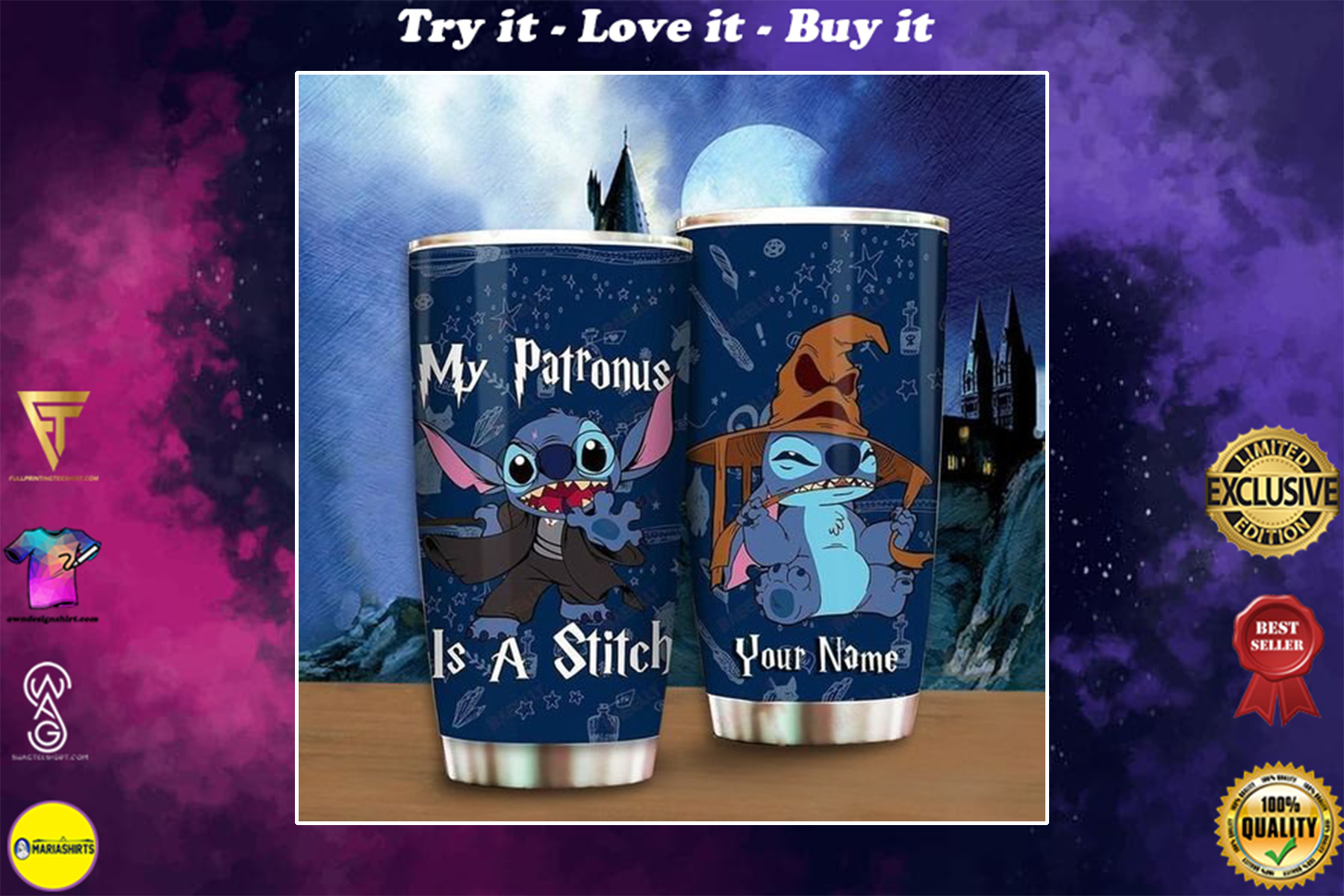 personalized name my patronus is a stitch tumbler
