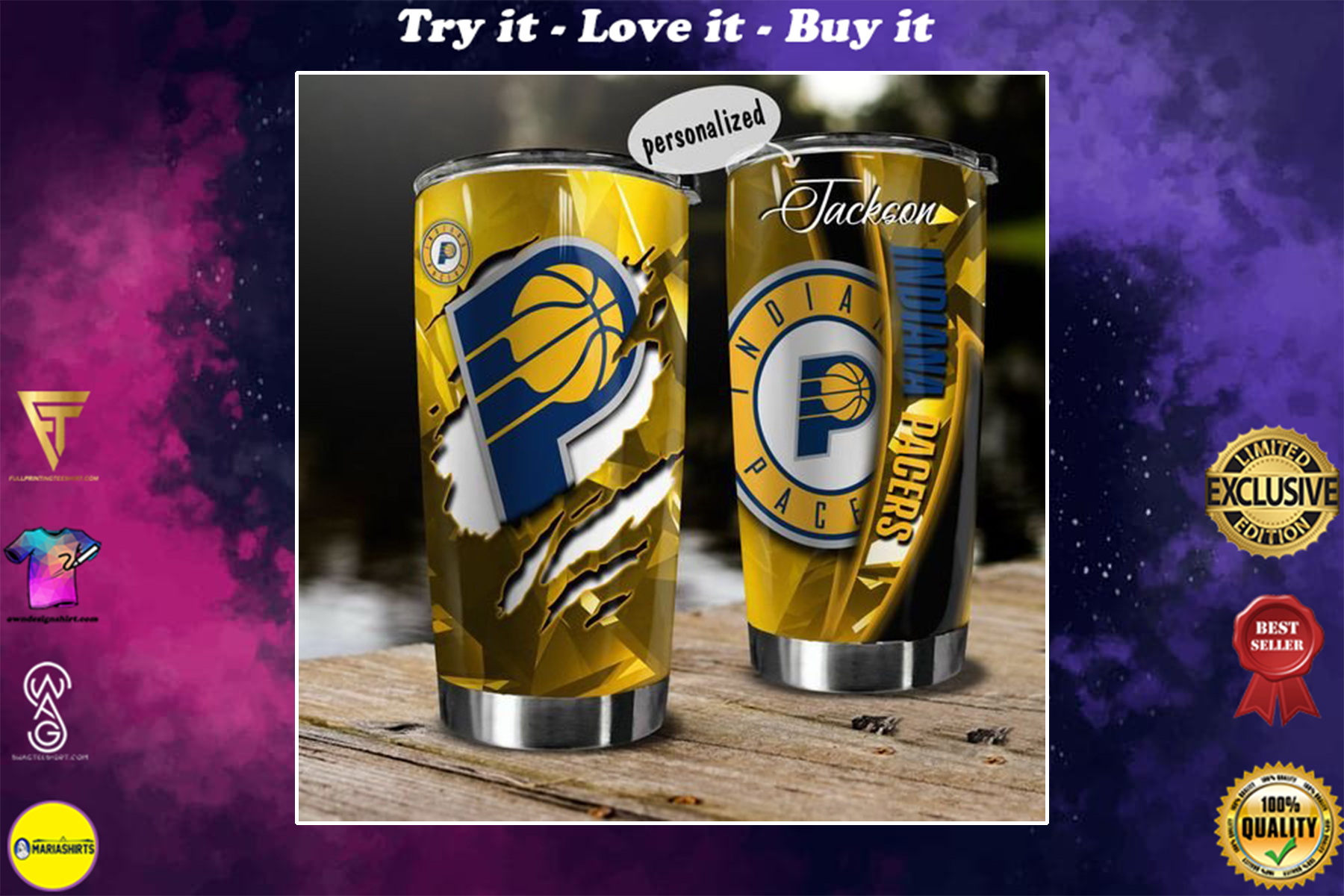 personalized name national basketball association indiana pacers tumbler