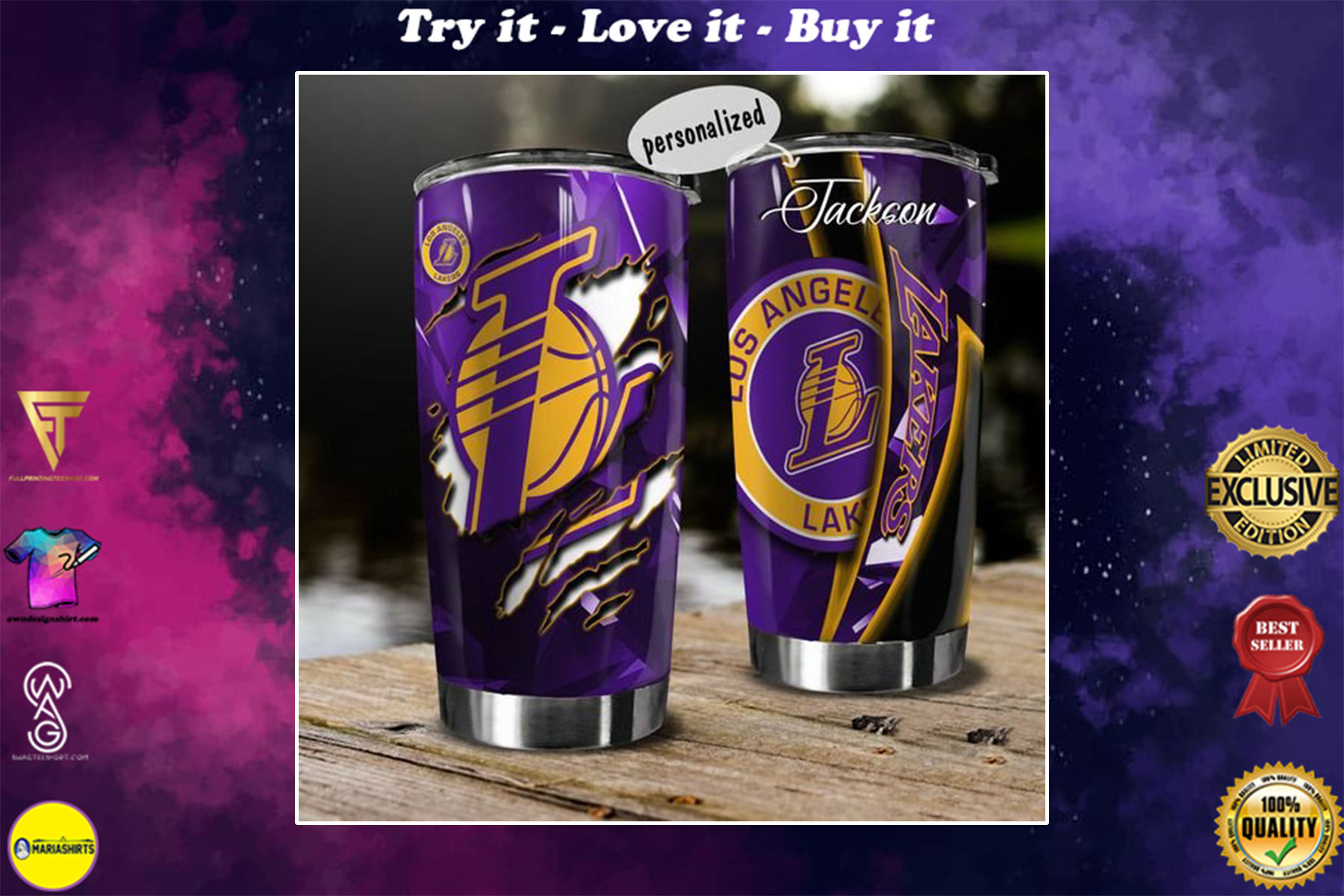 personalized name national basketball association los angeles lakers tumbler