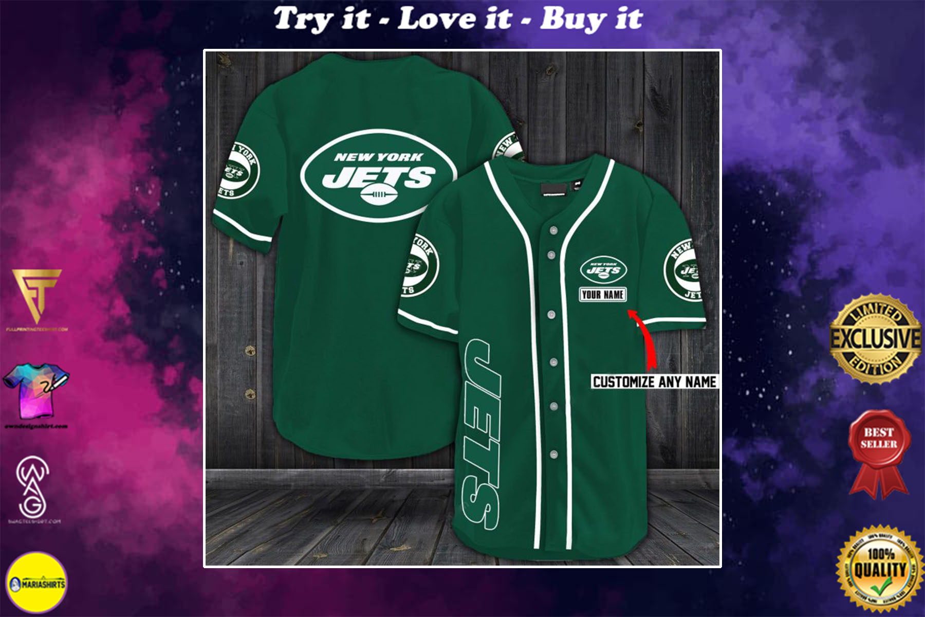 personalized name new york jets baseball shirt