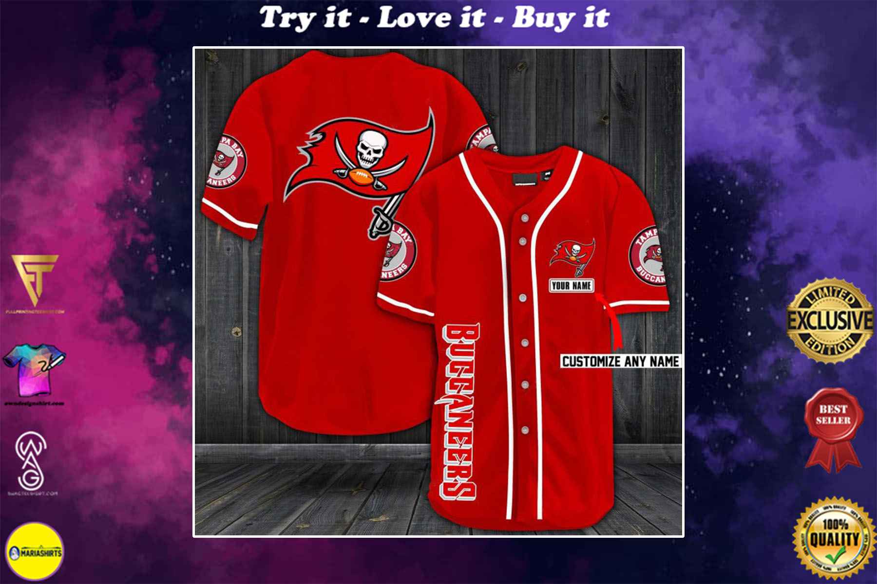 personalized name tampa bay buccaneers baseball shirt