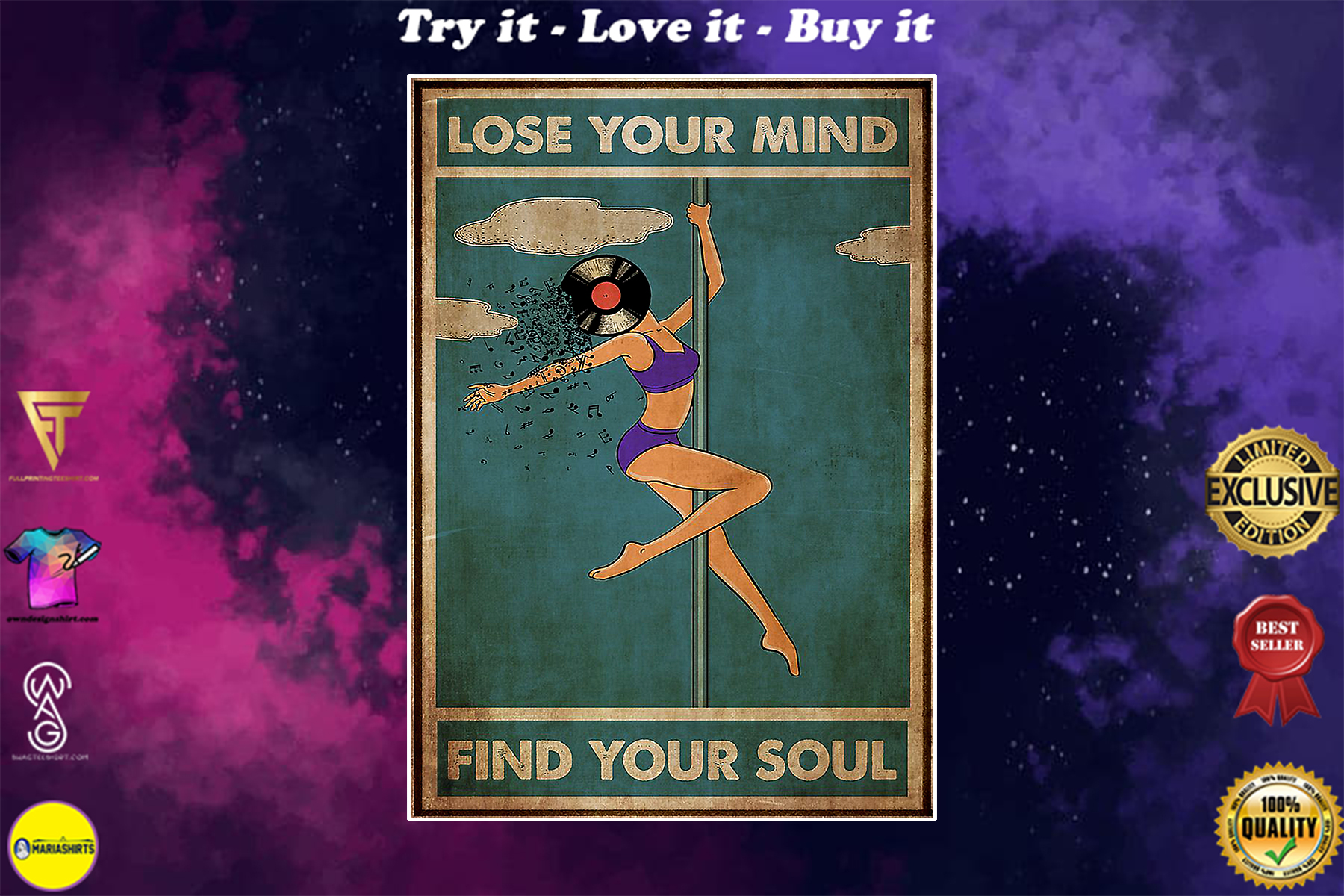 pole dance lose your mind and find your soul vinyl vintage poster