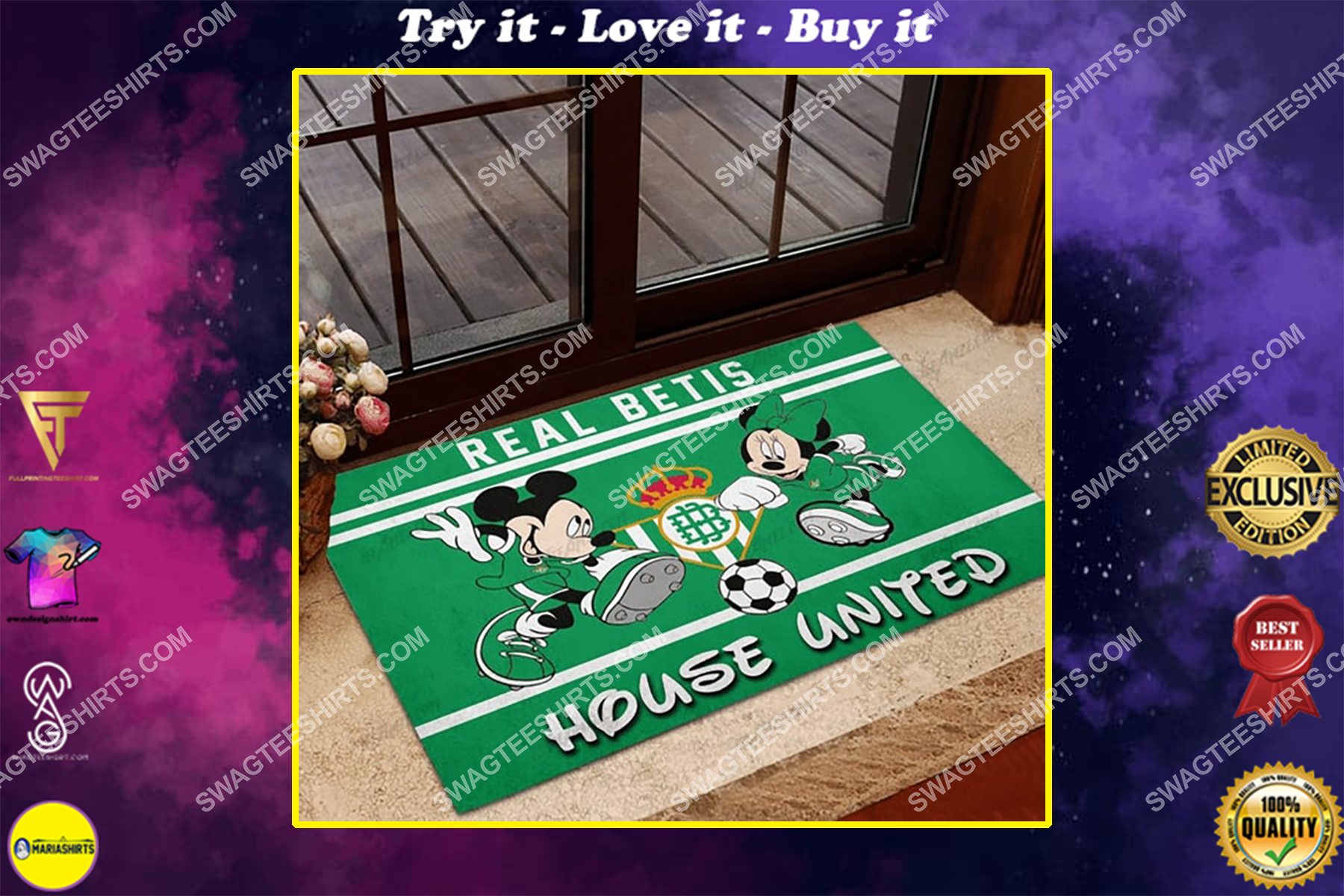 real betis house united mickey mouse and minnie mouse doormat