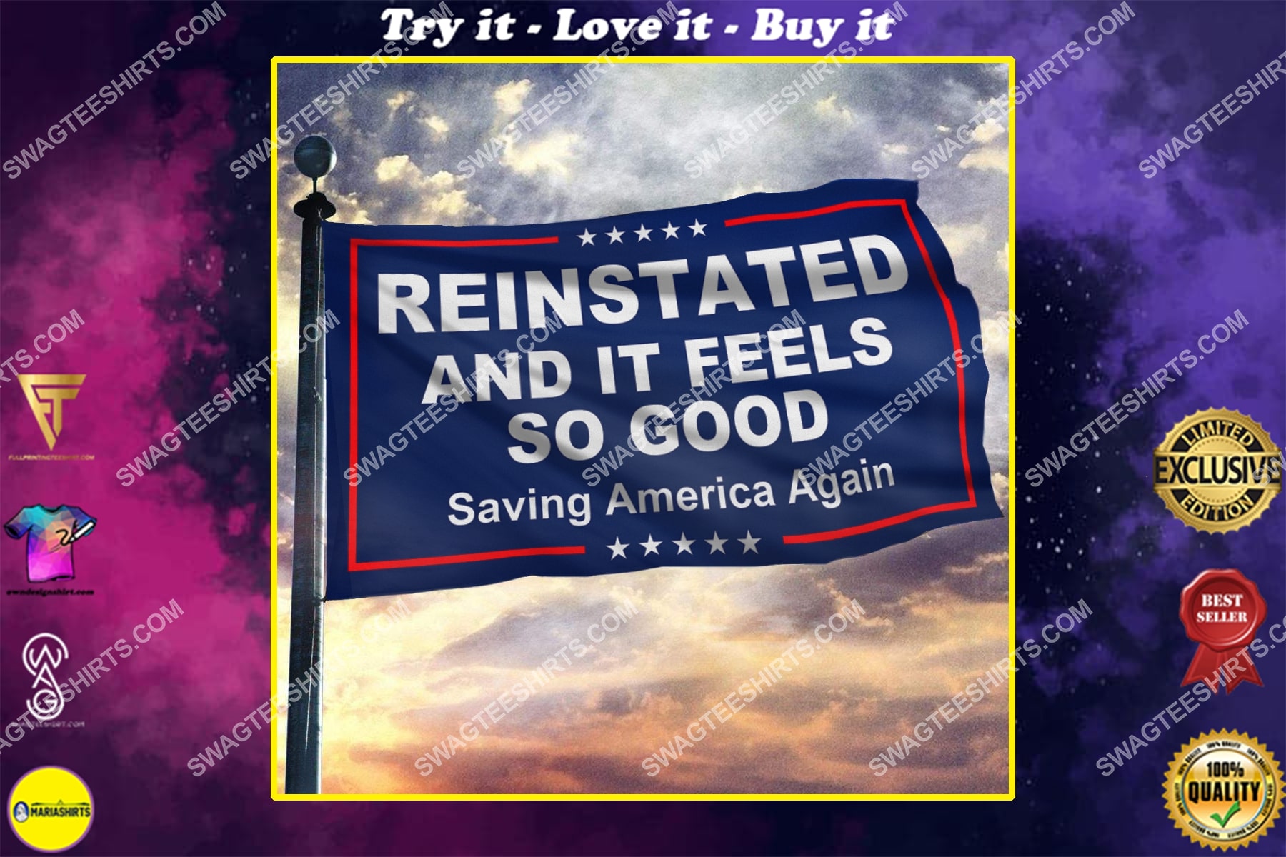 reinstated and it feels so good saving america again politics flag
