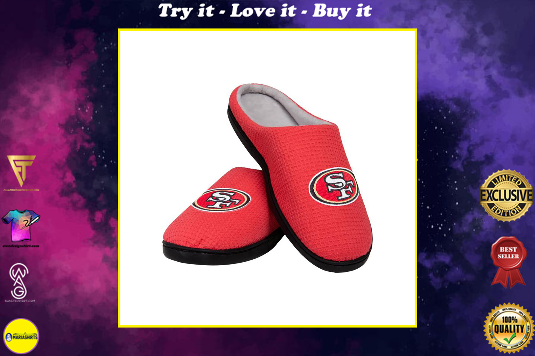 san francisco 49ers football team full over printed slippers