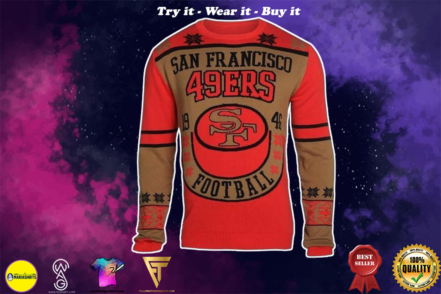 san francisco 49ers holiday ugly christmas sweater