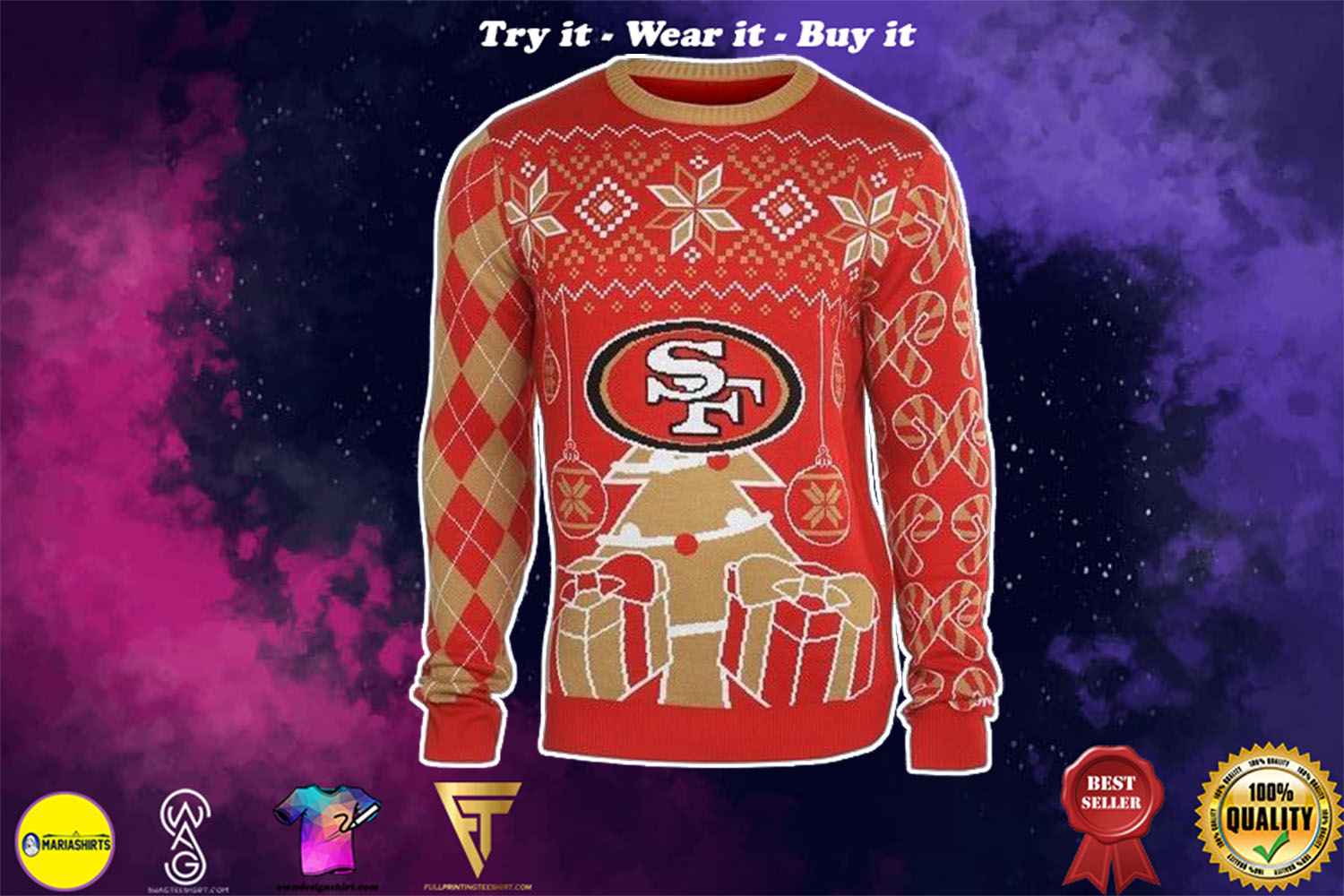san francisco 49ers national football league ugly christmas sweater