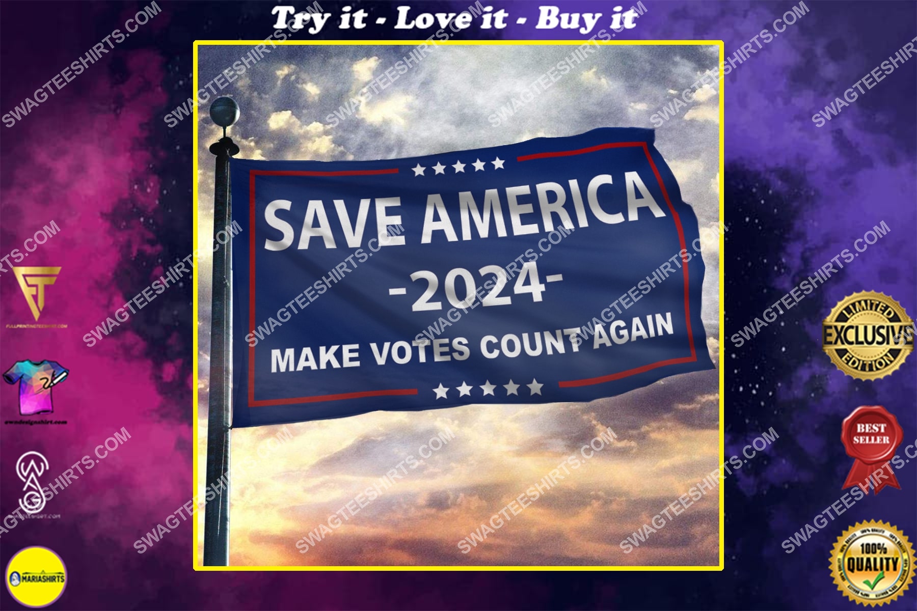 save america 2024 make votes count again politics flag