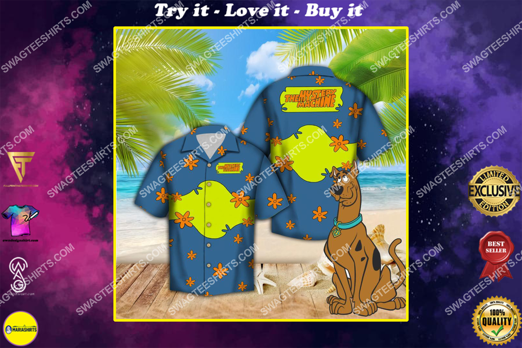 scooby doo the mystery machine all over print hawaiian shirt