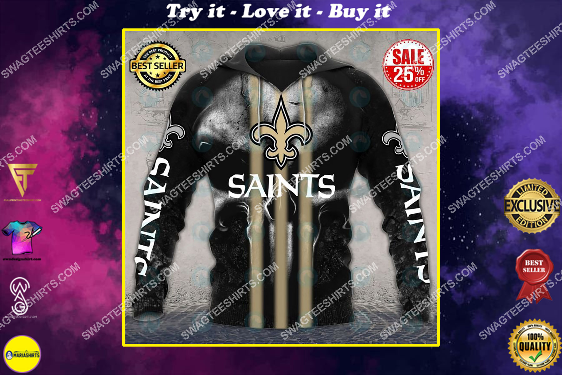 skull new orleans saints football team all over printed shirt