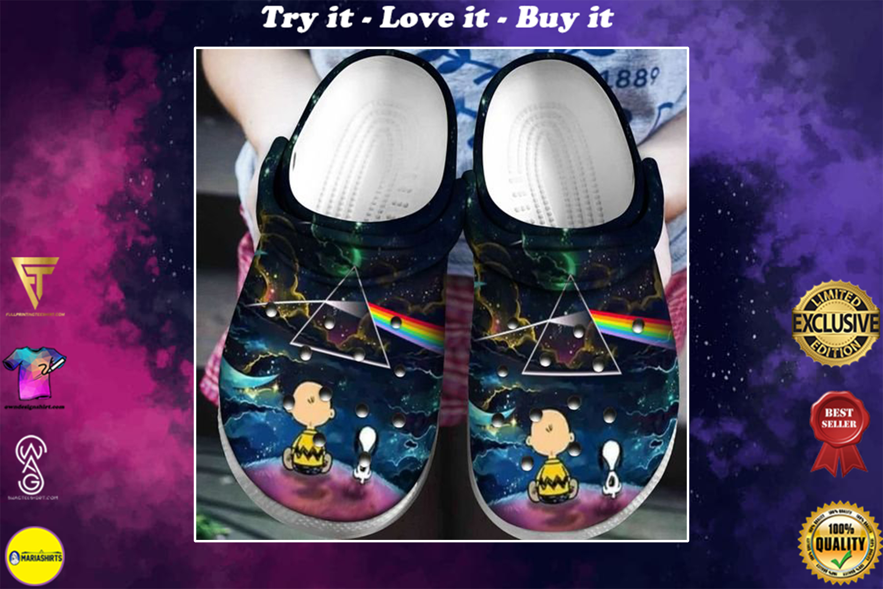 snoopy and charlie brown the dark side of the moon crocband clog