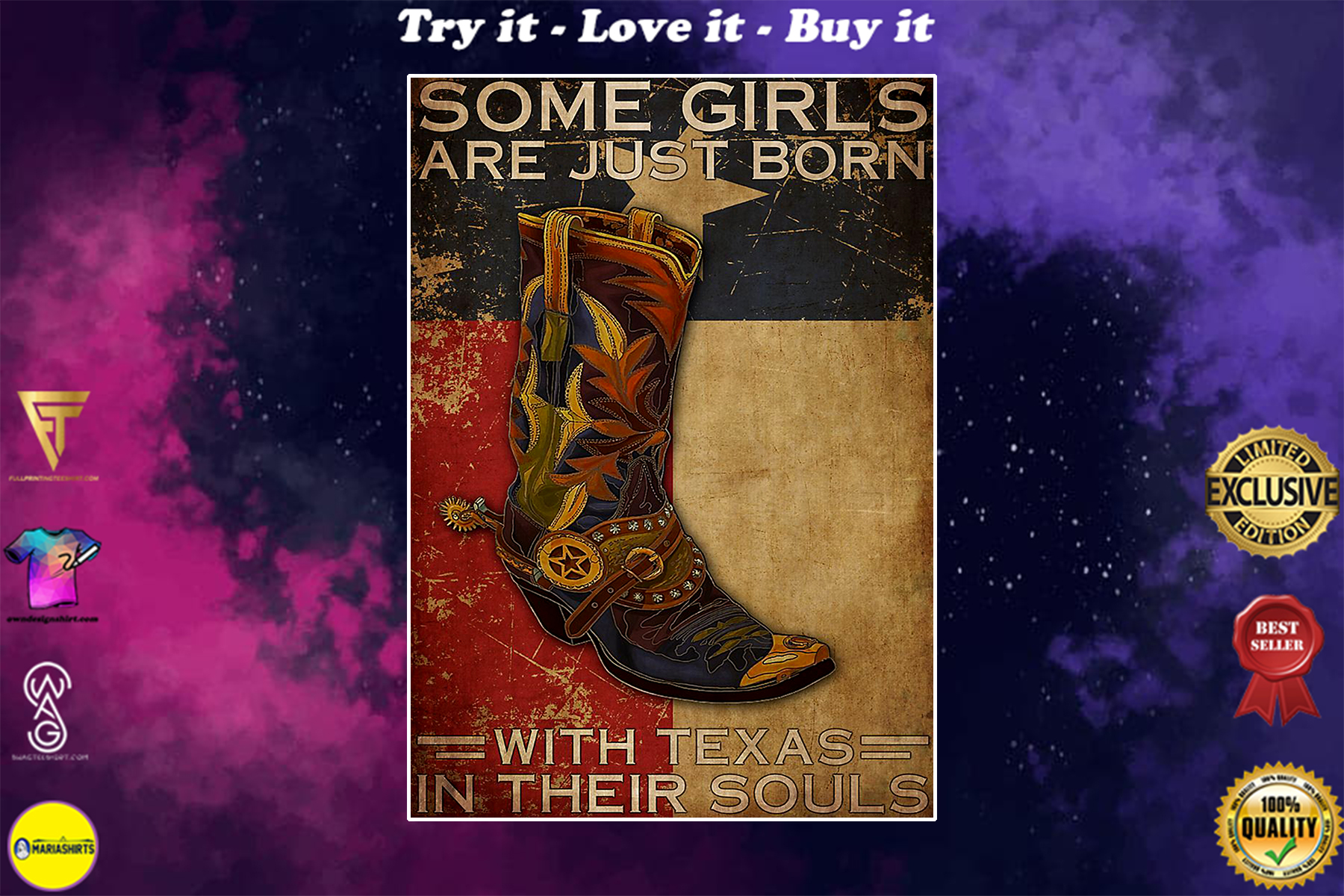 some girl are just born with texas in their souls vintage poster