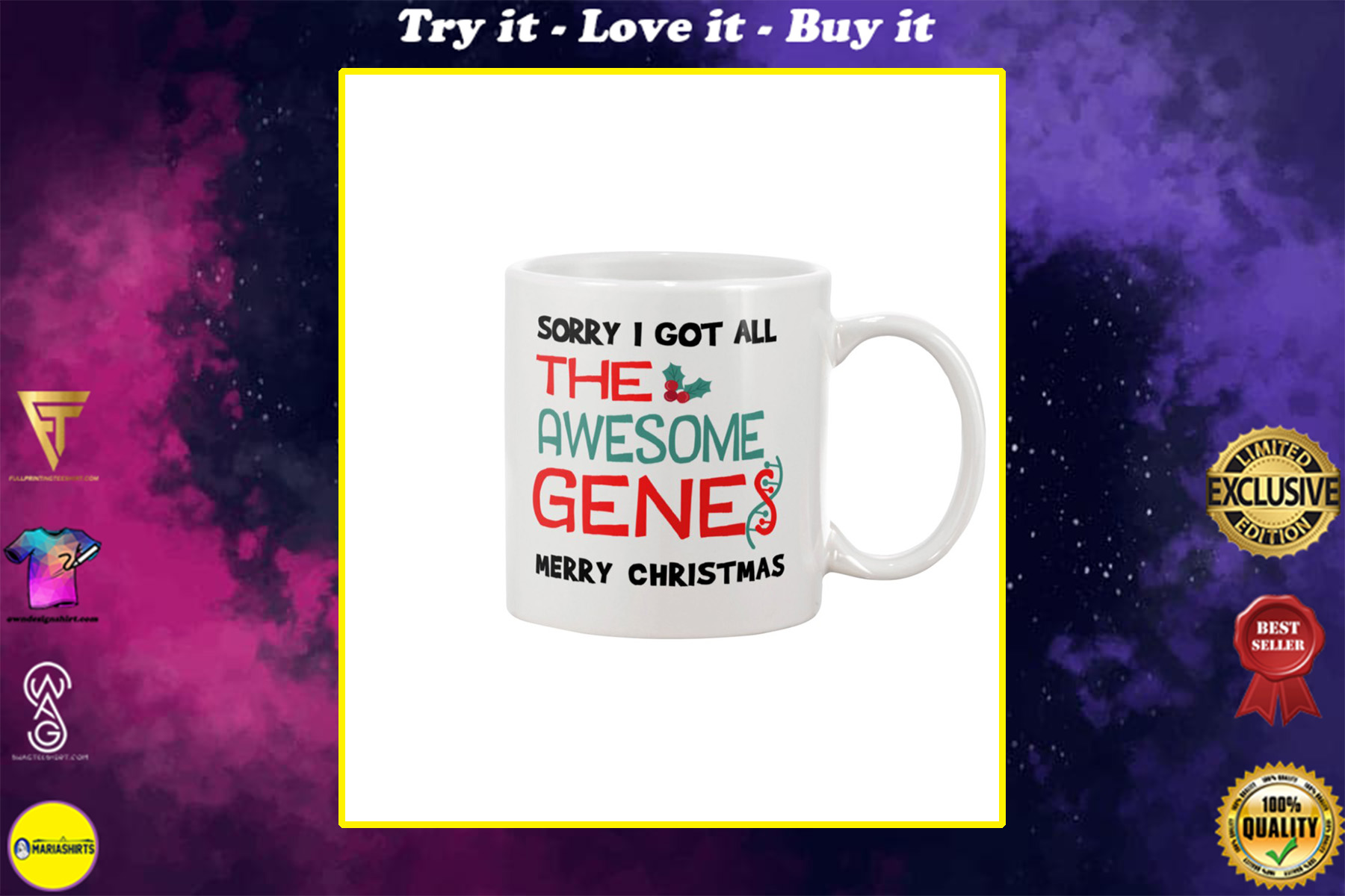 sorry i got all the awesome genes merry christmas mug