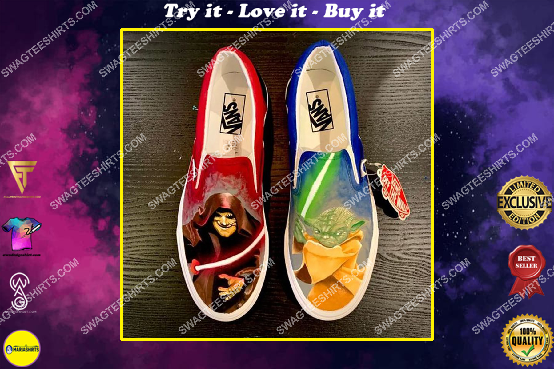 star wars yoda all over print slip on shoes